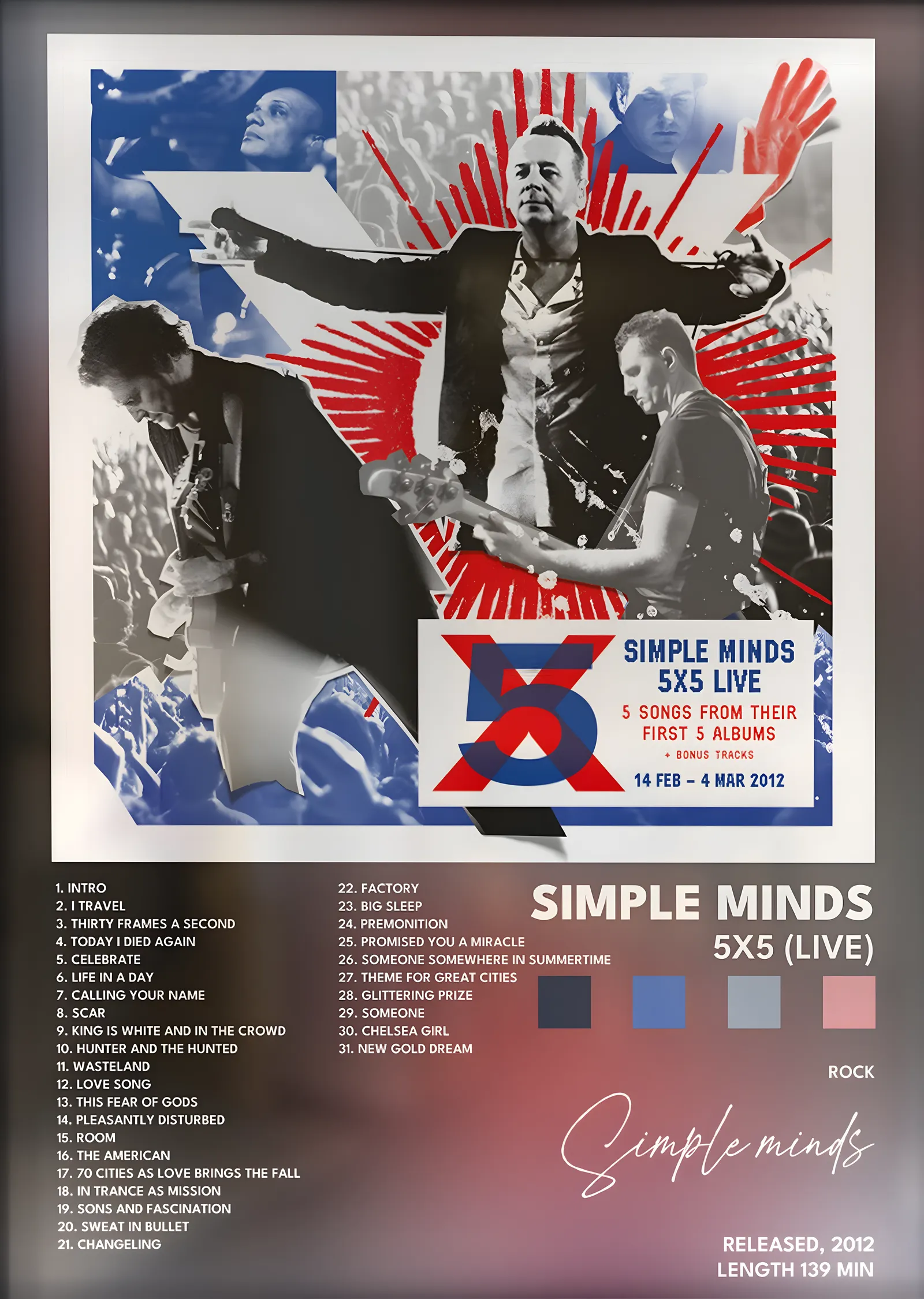 Simple Minds: 5x5 Live metal tablo