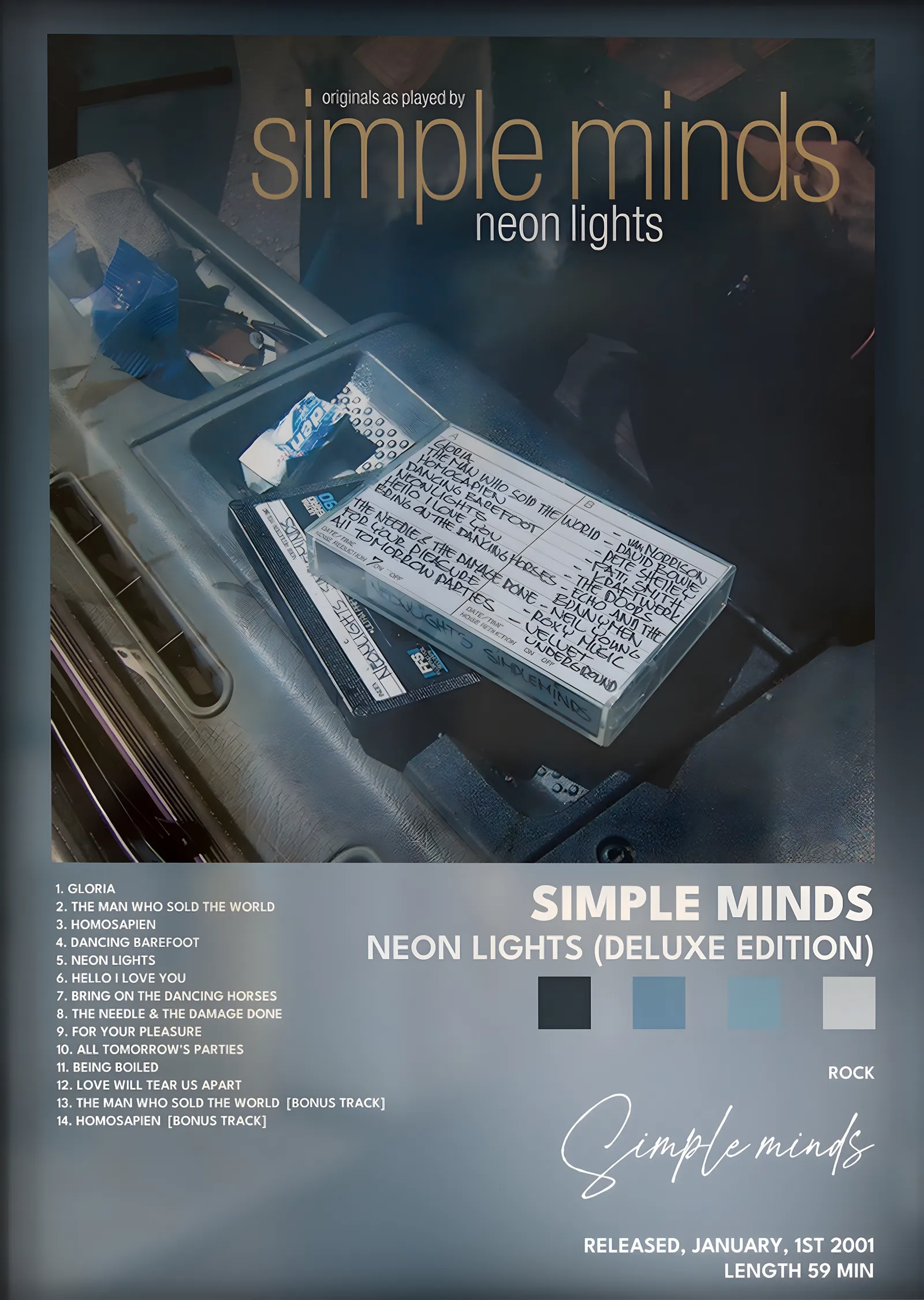 Simple Minds: Neon Lights metal tablo