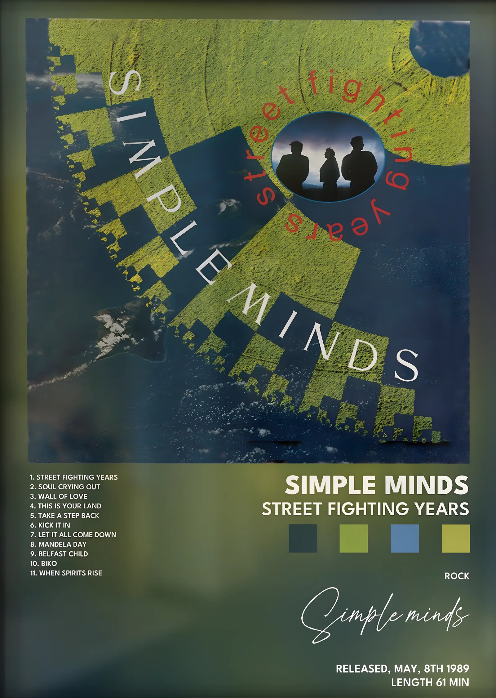 Simple Minds: Street Fighting Years metal tablo