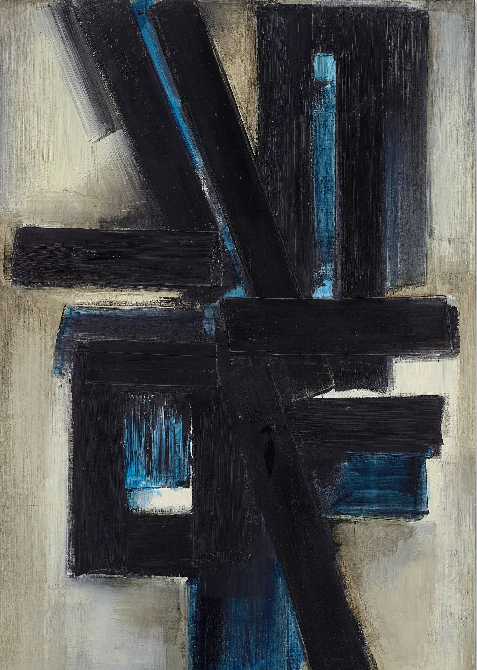Siyah Bantlar ve Mavi Gölge - Pierre Soulages metal tablo