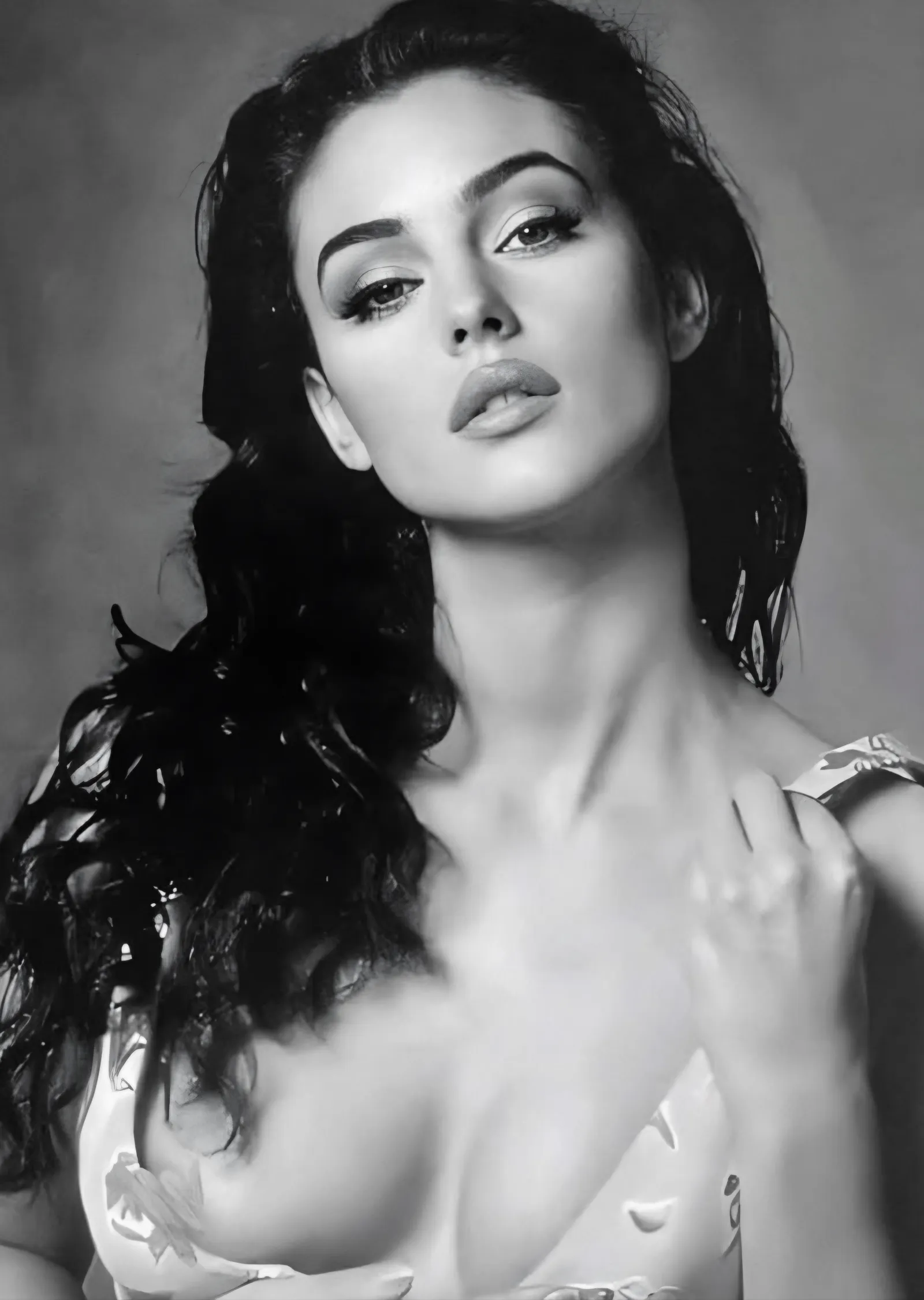 Monica Bellucci: Dalgalı Saçlı Stüdyo Portresi metal tablo