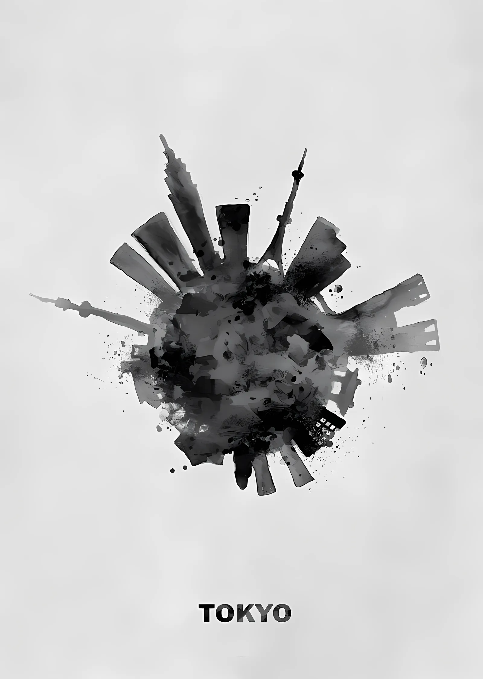 Tokyo - Siyah Suluboya Dairesi metal tablo