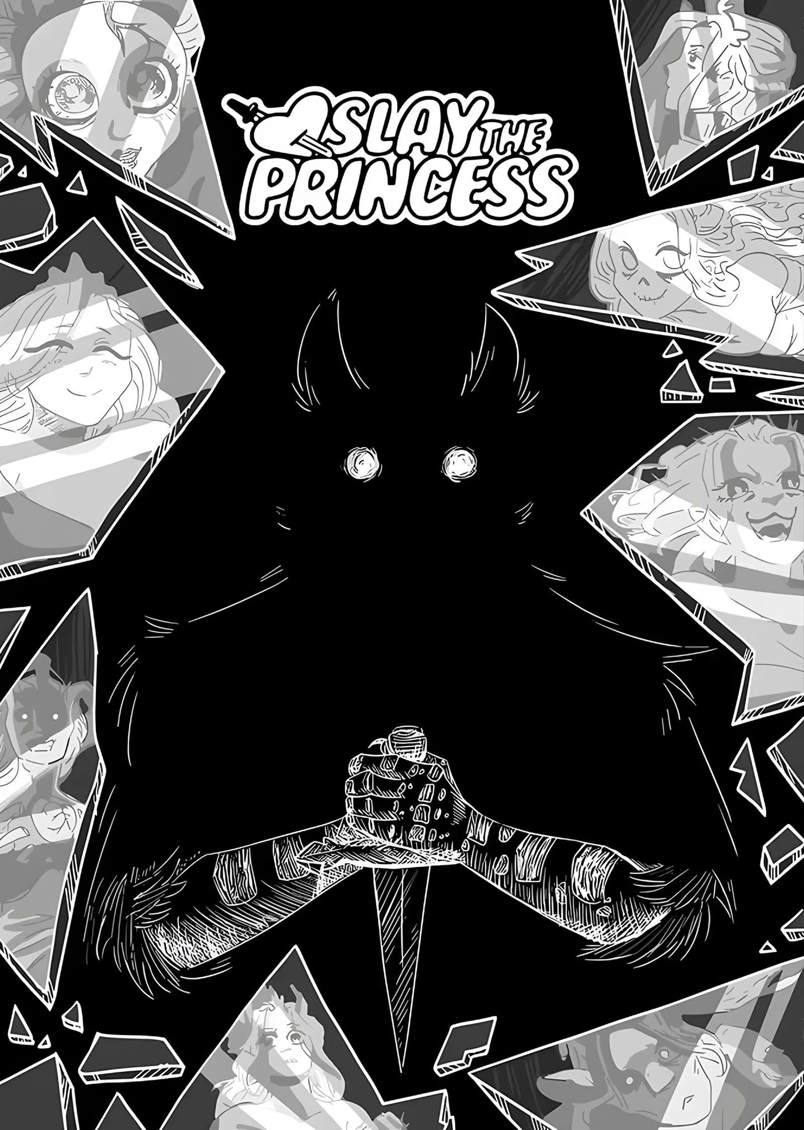 Slay the Princess: Beyaz Zeminde Karanlık Figür metal tablo