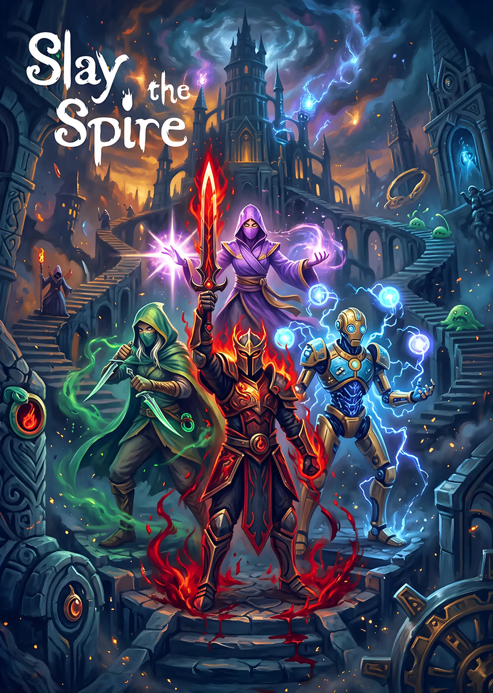 Slay the Spire: Kule Basamaklarında Dört Kahraman metal tablo