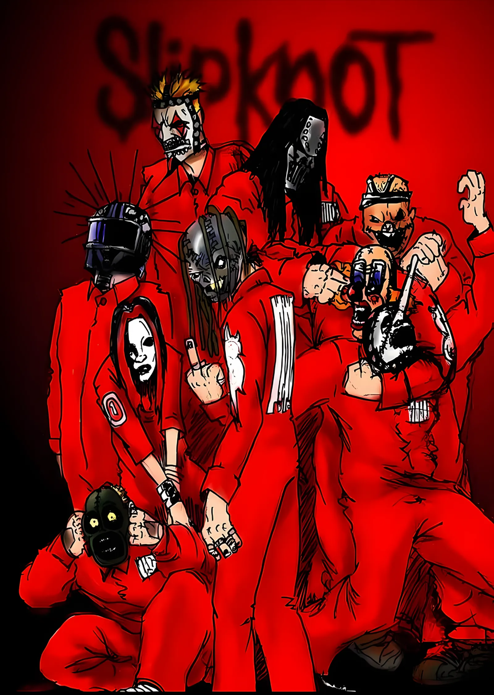 Slipknot - Kırmızı Tulumlar metal tablo