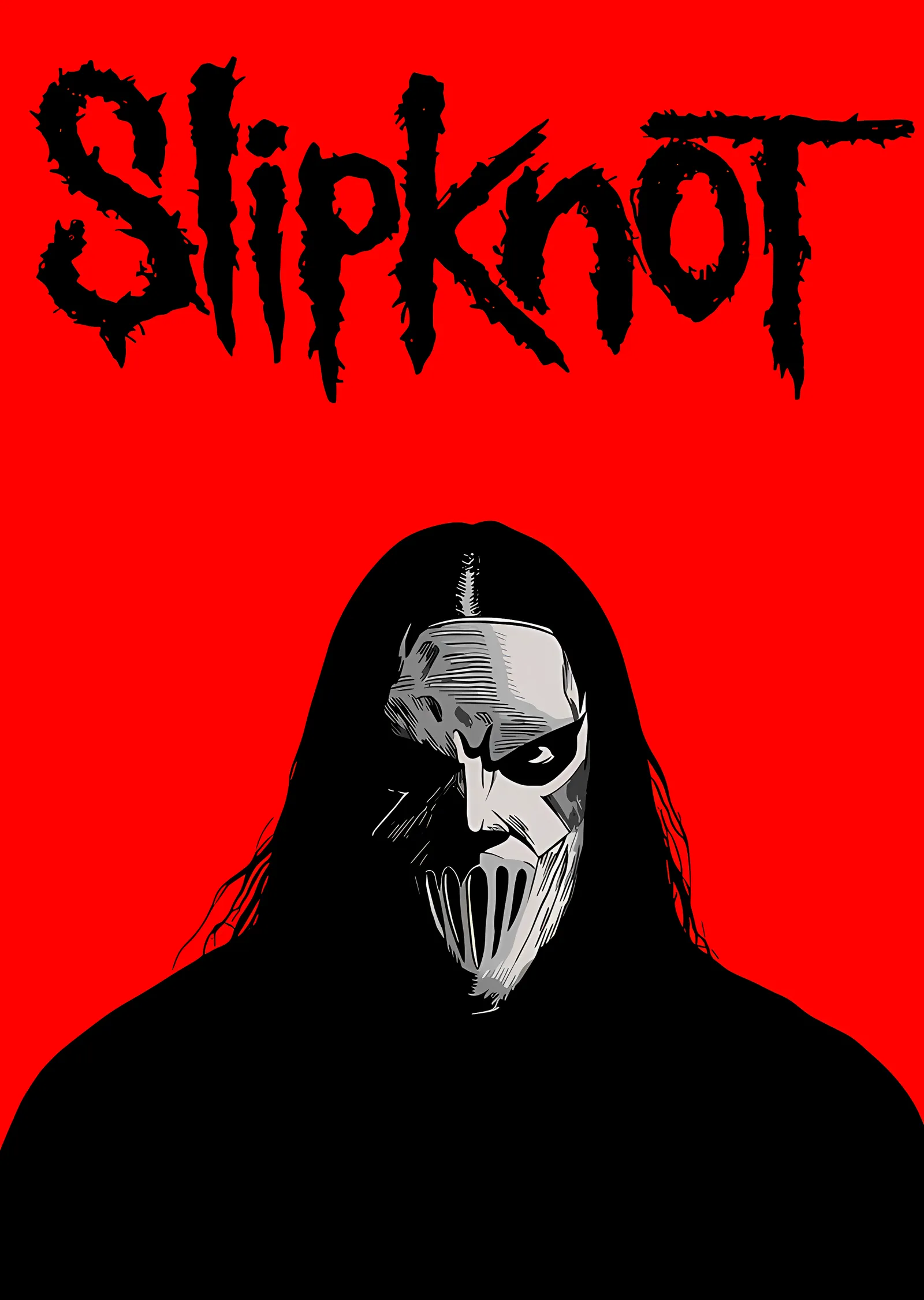 Slipknot: Kırmızı Zeminde Maskeli Portre metal tablo