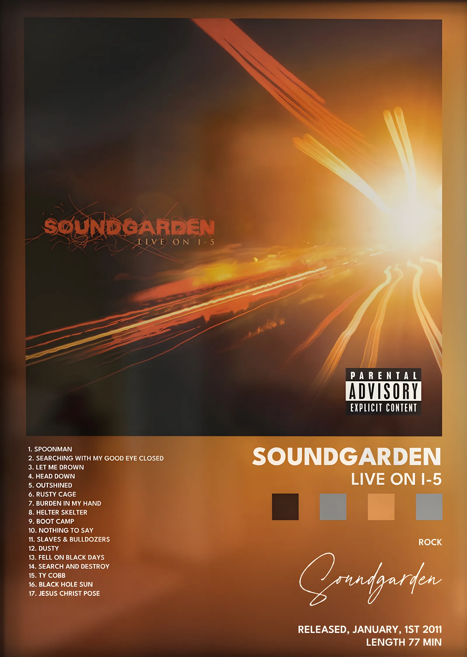 Soundgarden: Live on I-5 metal tablo