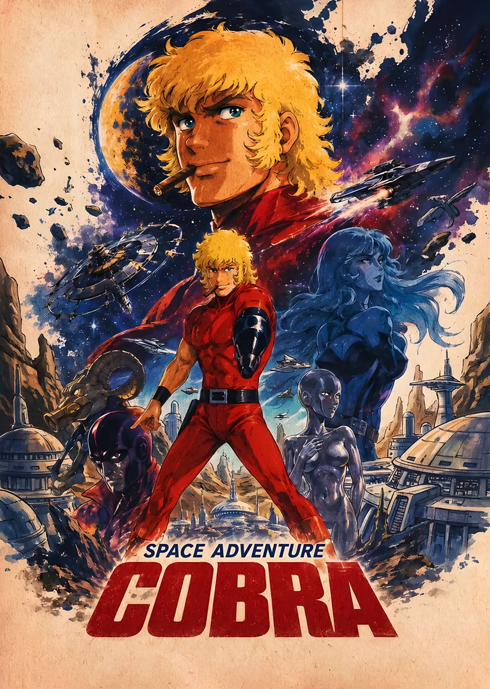 Space Adventure Cobra: Kızıl Ceketli Kahraman metal tablo