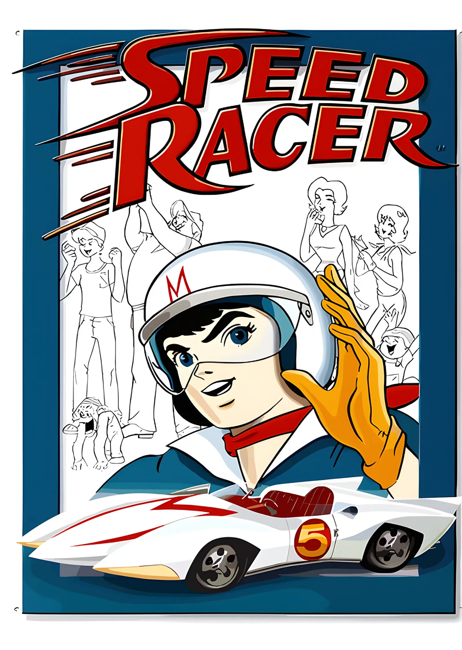 Speed Racer: Beyaz Zeminde Mach 5 ve Sürücü metal tablo