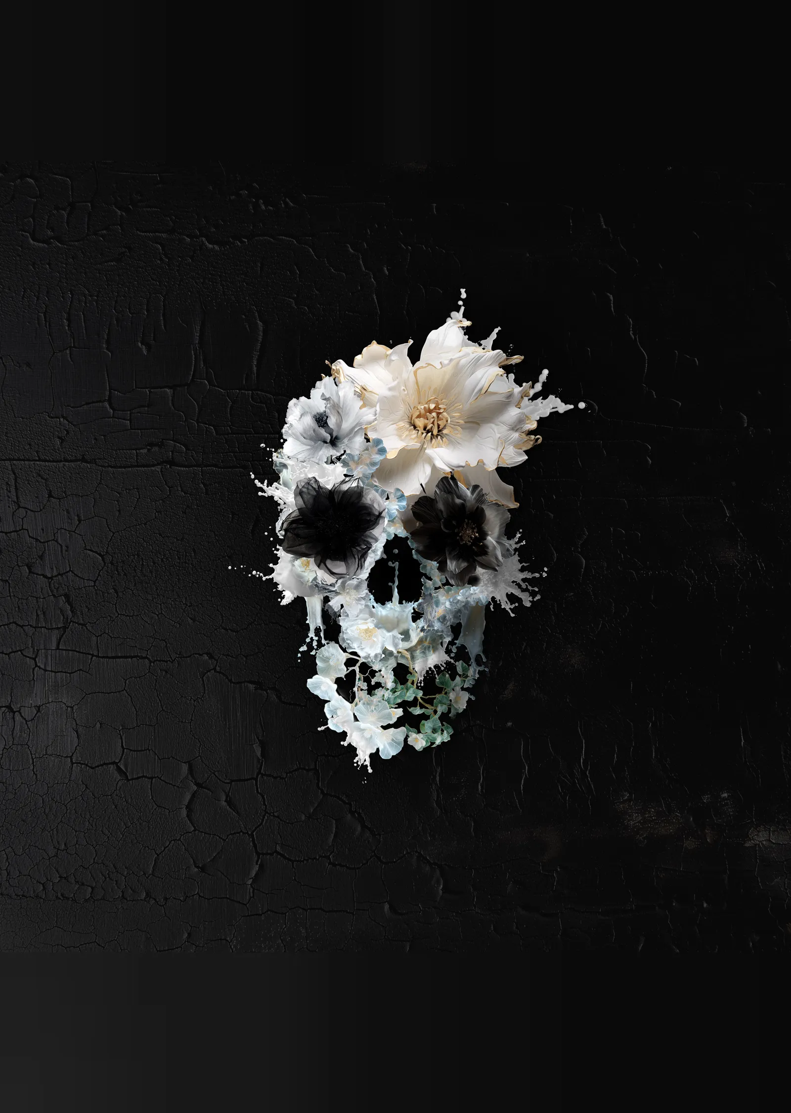 Splash Floral Skull metal tablo