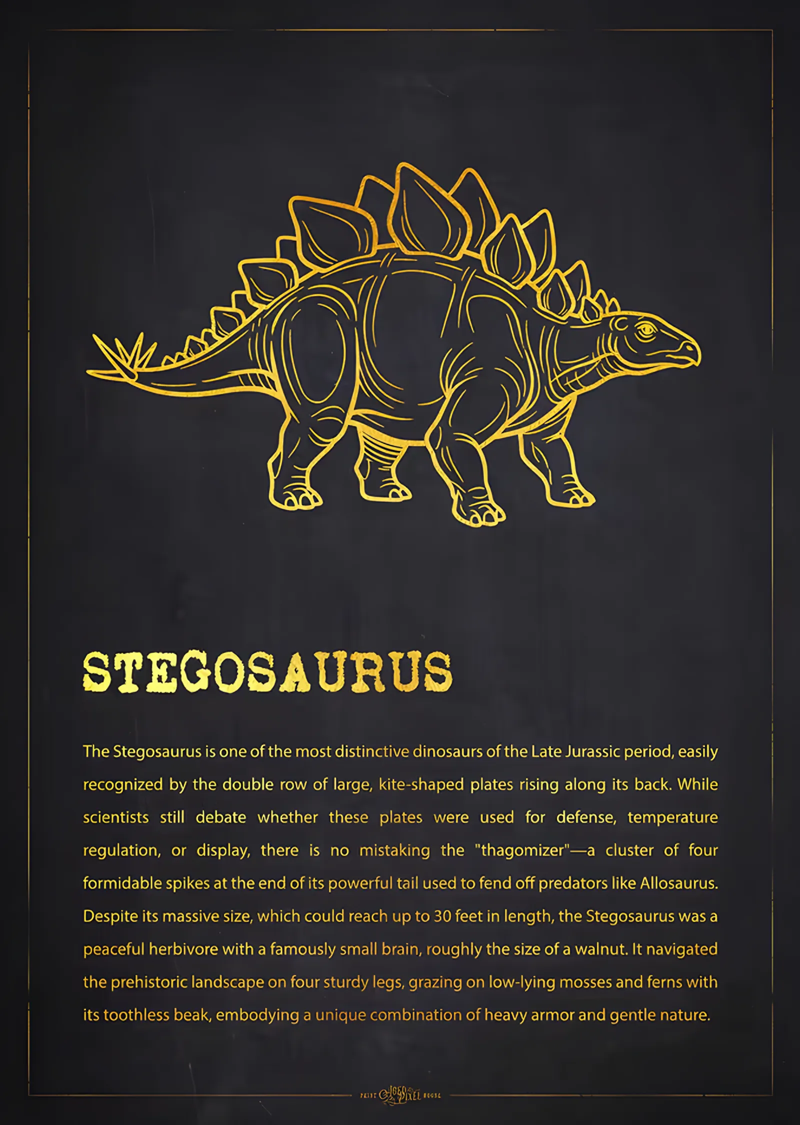 Stegosaurus - Çizgi Şema metal tablo