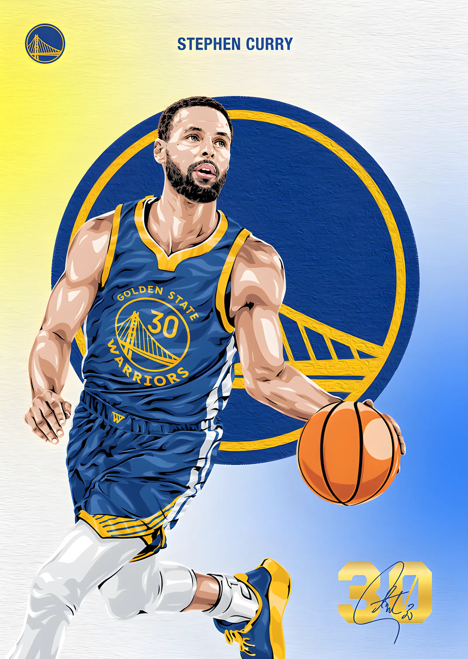 Stephen Curry - Warriors Çizimi metal tablo