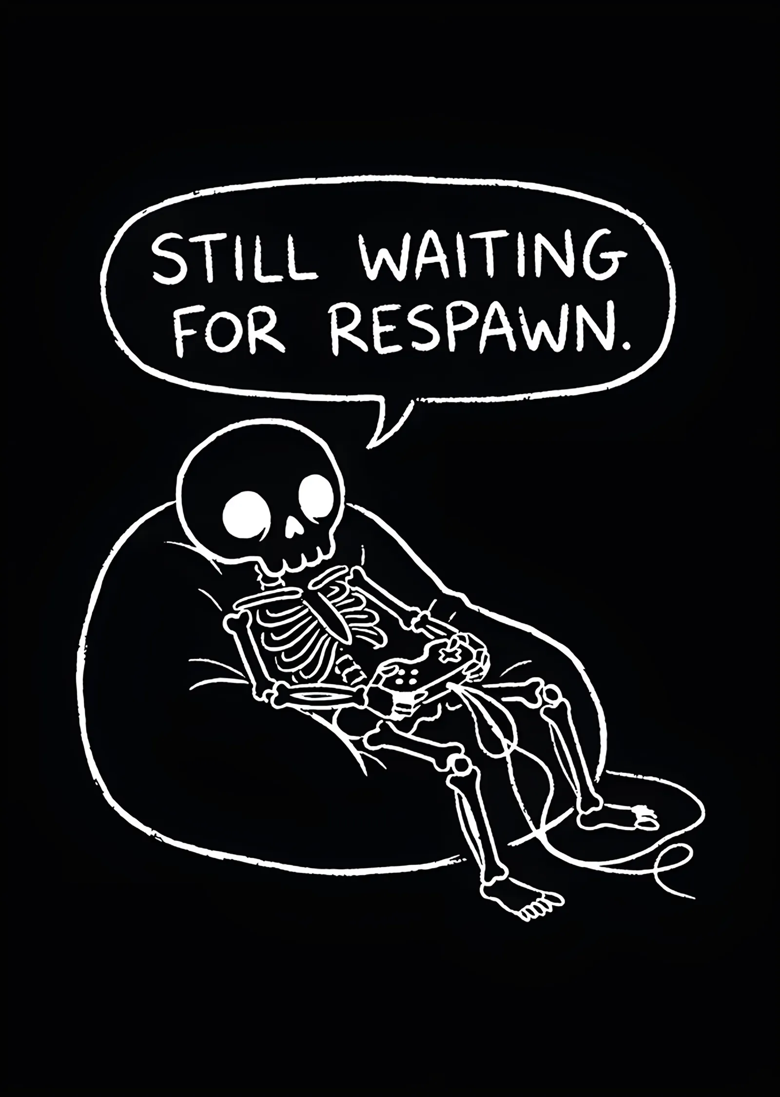 Still Waiting for Respawn: Kumandalı İskelet metal tablo