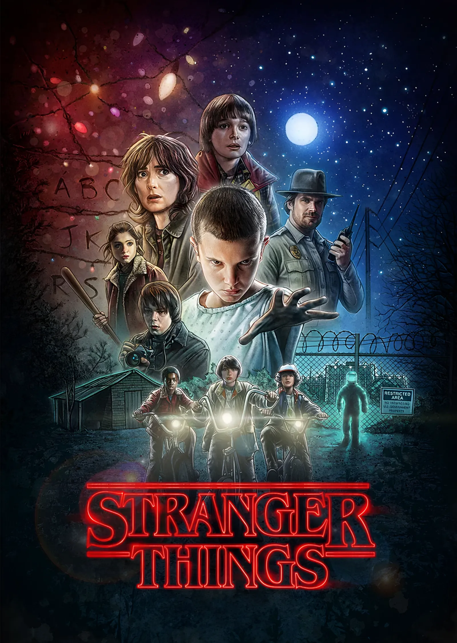 Stranger Things: Dolunay Altında Kadro metal tablo