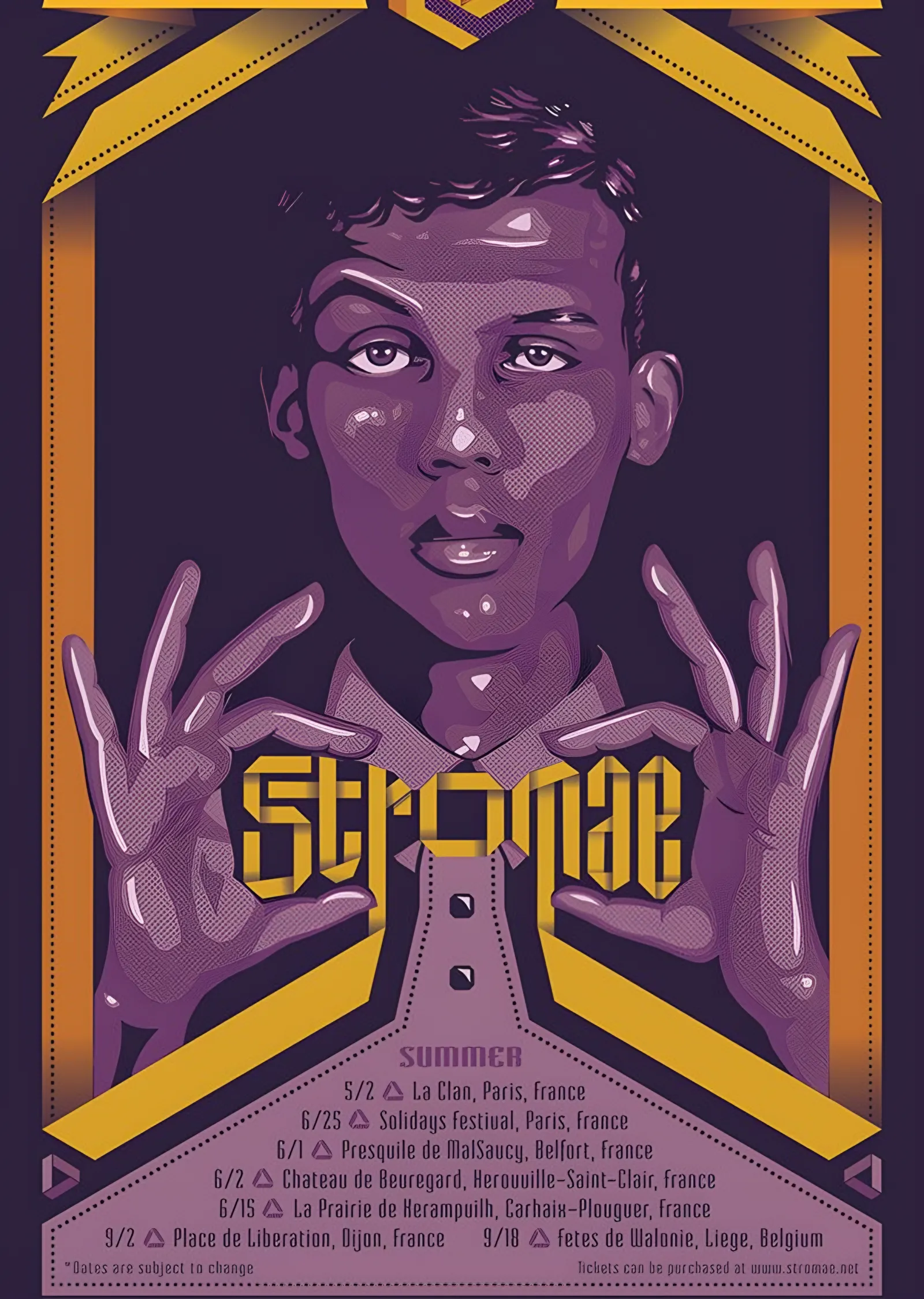 Stromae - Mor Turne Afişi metal tablo