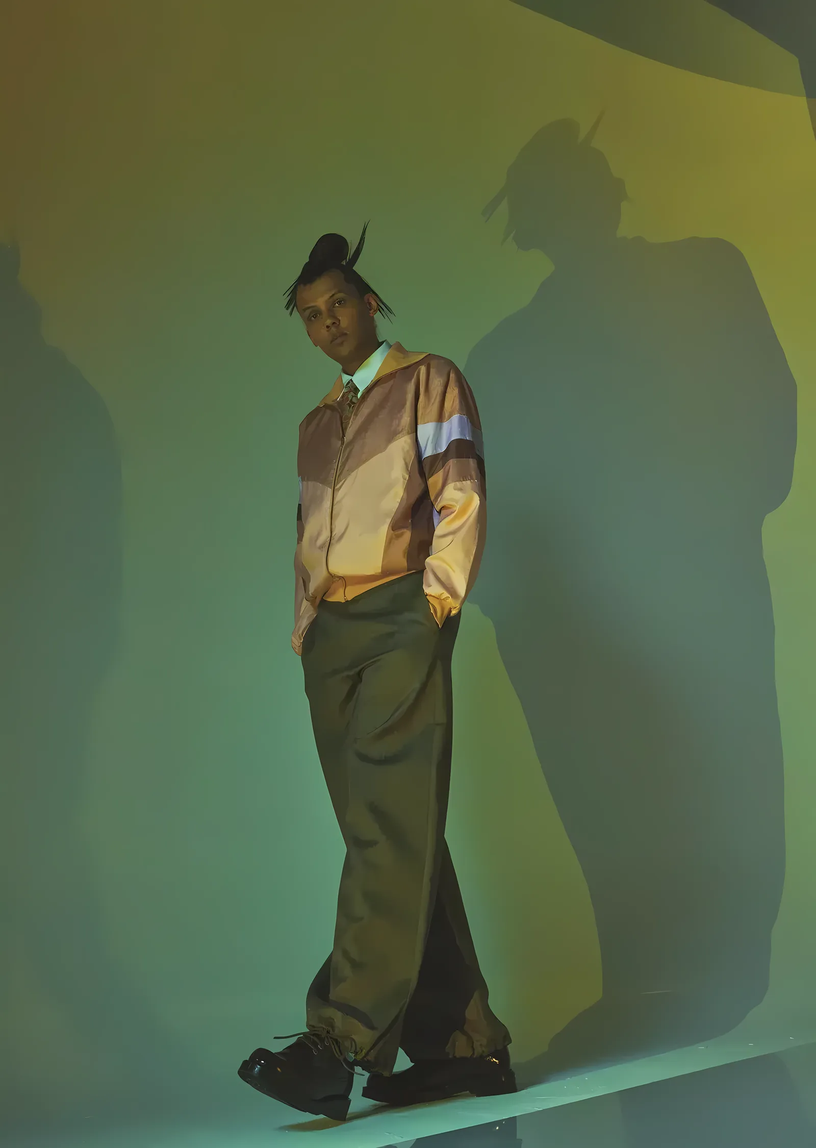 Stromae - Yeşil Duvarda Gölge metal tablo
