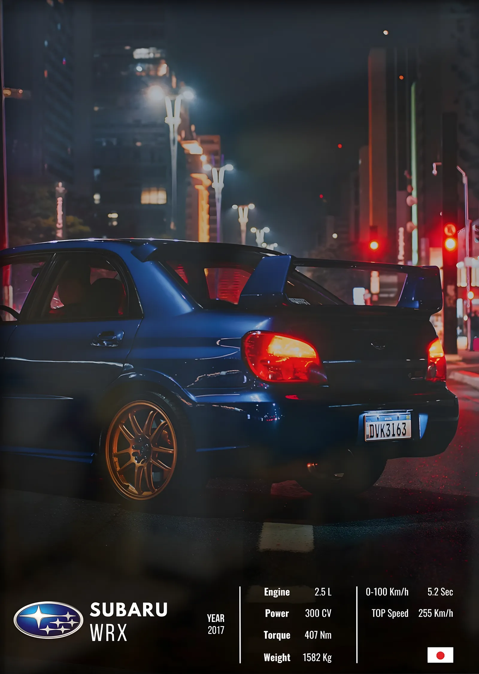 Subaru WRX: Gece metal tablo