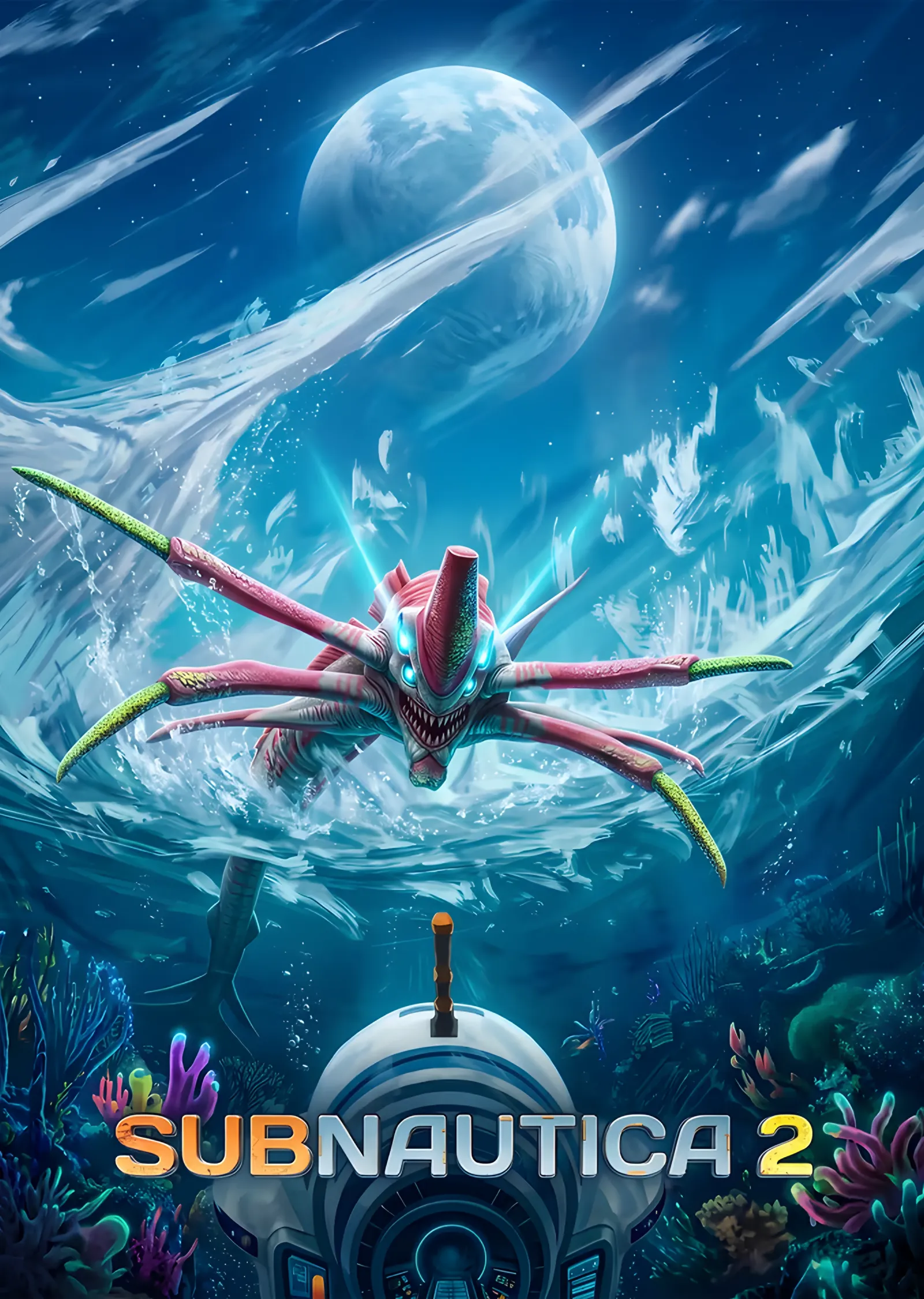 Subnautica 2: Buzlu Suda Kırmızı Yaratık metal tablo