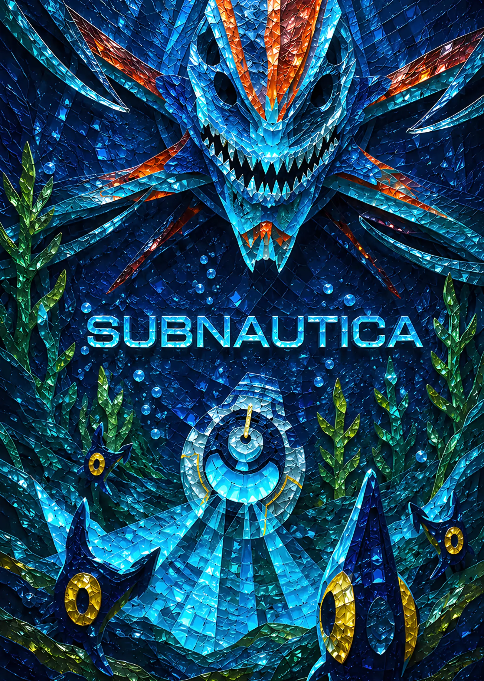 Subnautica: Mavi Derinlikte Dev Ağız metal tablo
