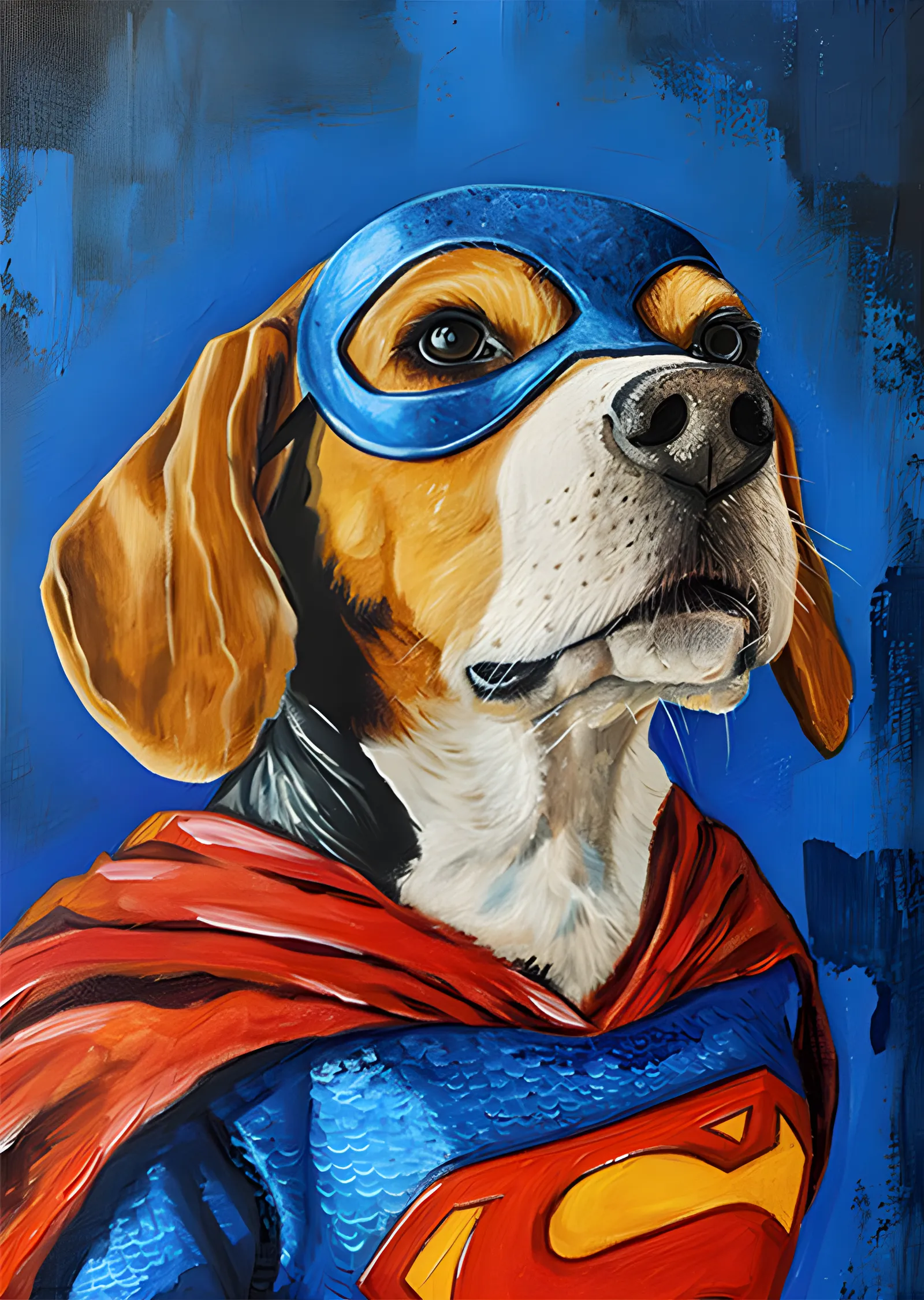 Süper Kahraman Beagle - Kobalt Zemin metal tablo