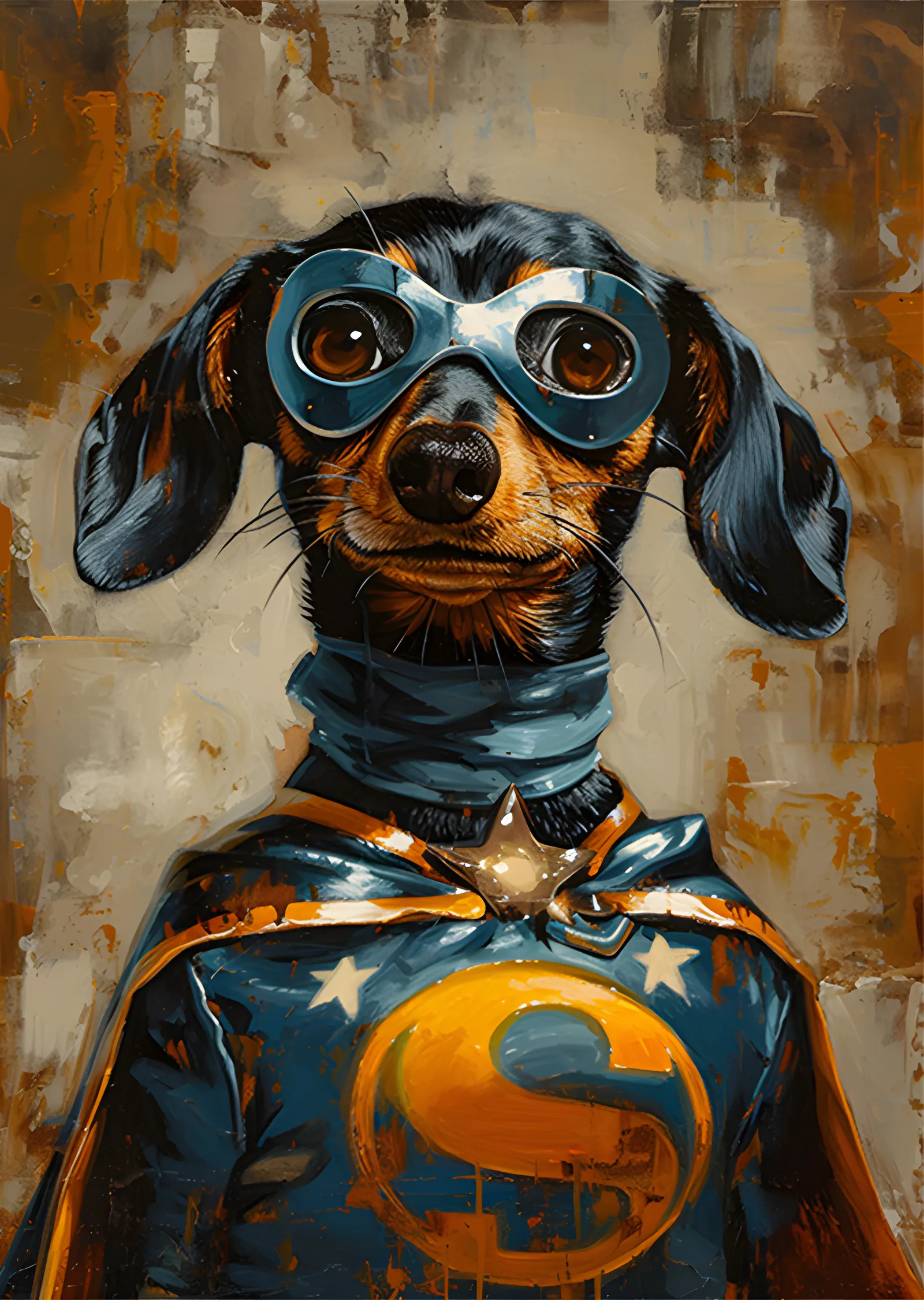 Süper Kahraman Dachshund metal tablo