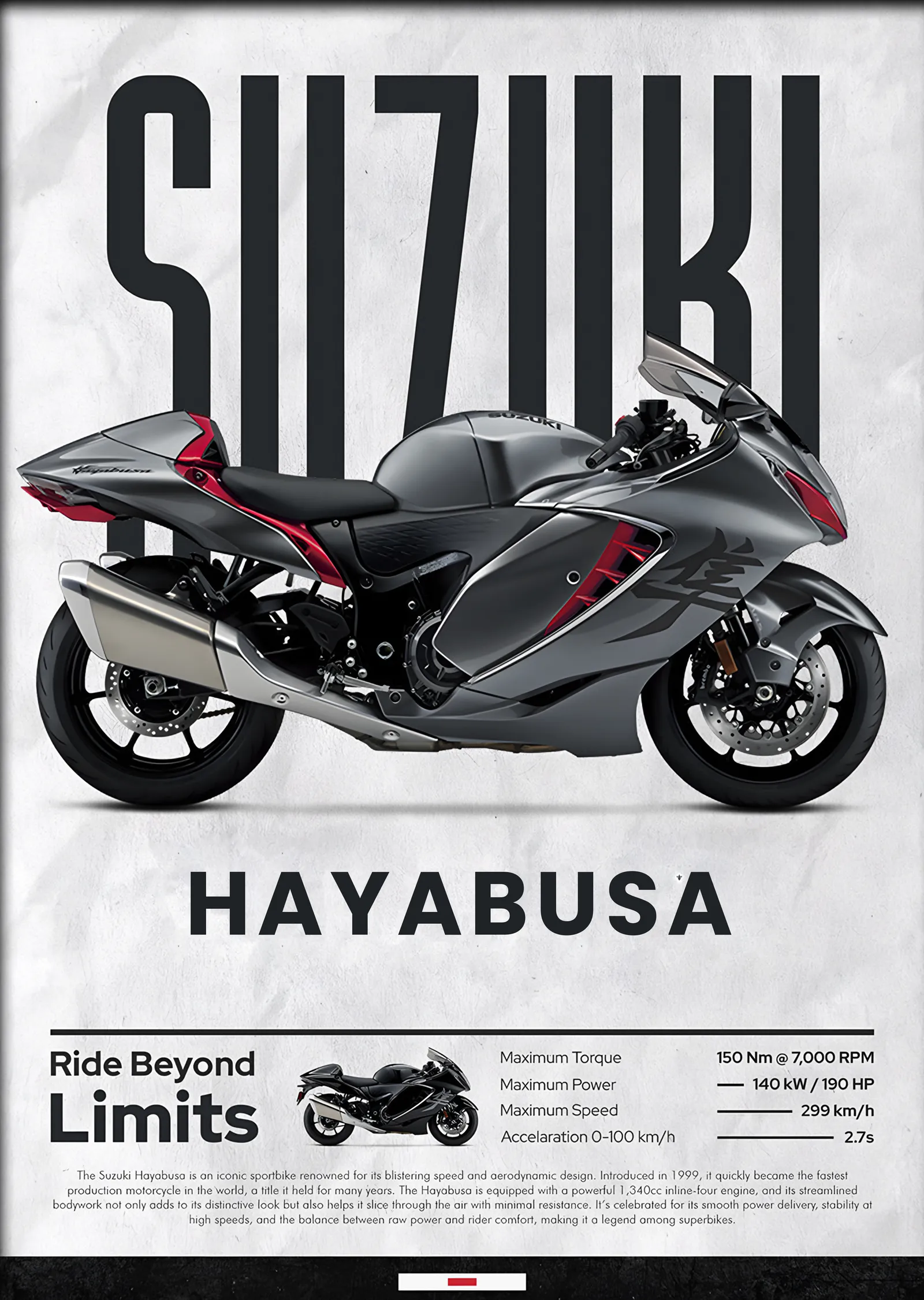 Suzuki Hayabusa metal tablo