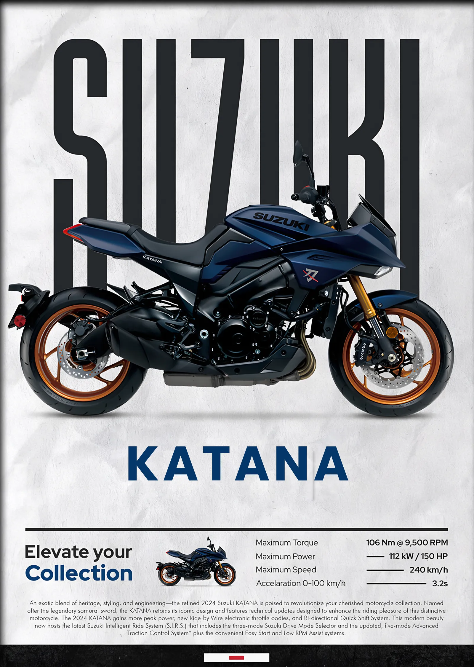 Suzuki Katana metal tablo