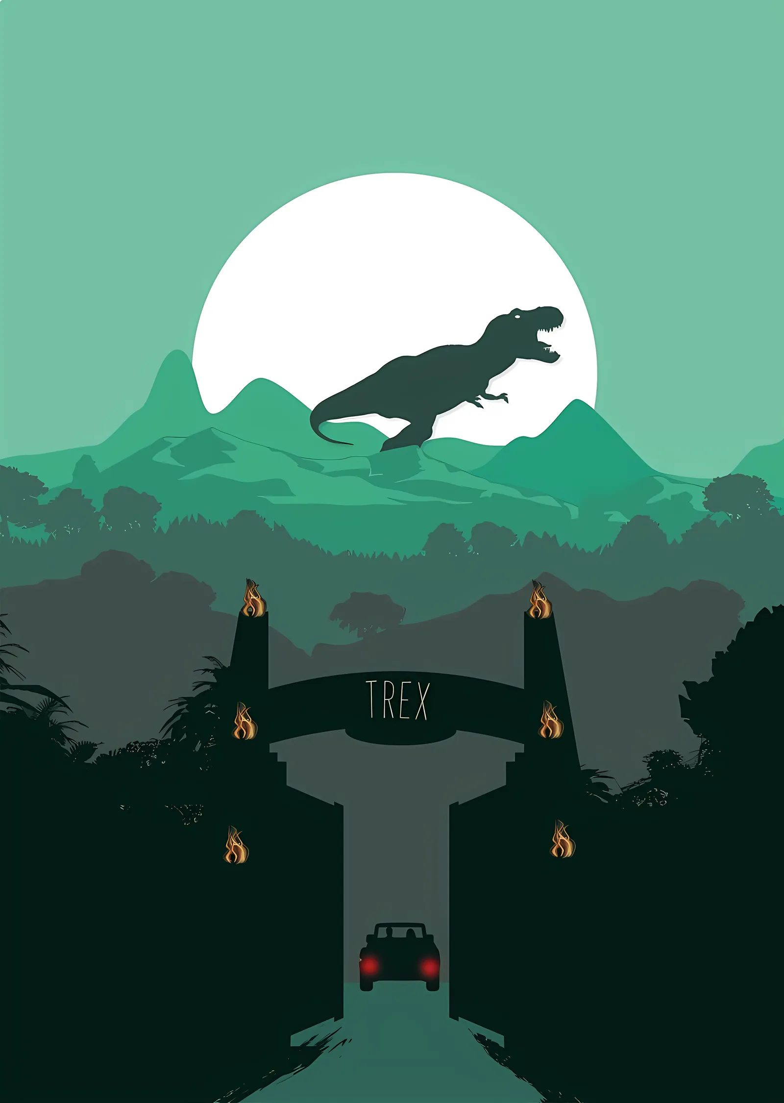 T-Rex - Park Kapısı metal tablo