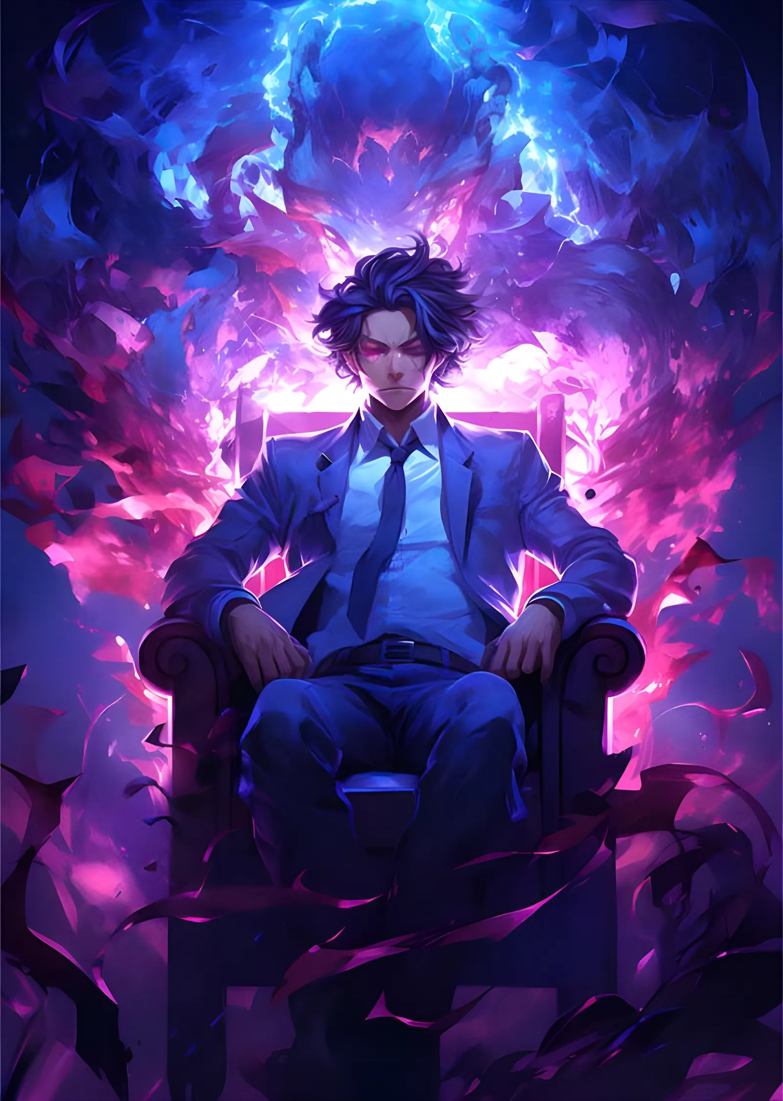Tahtta Kızıl Gözlü Anime Antikahraman metal tablo