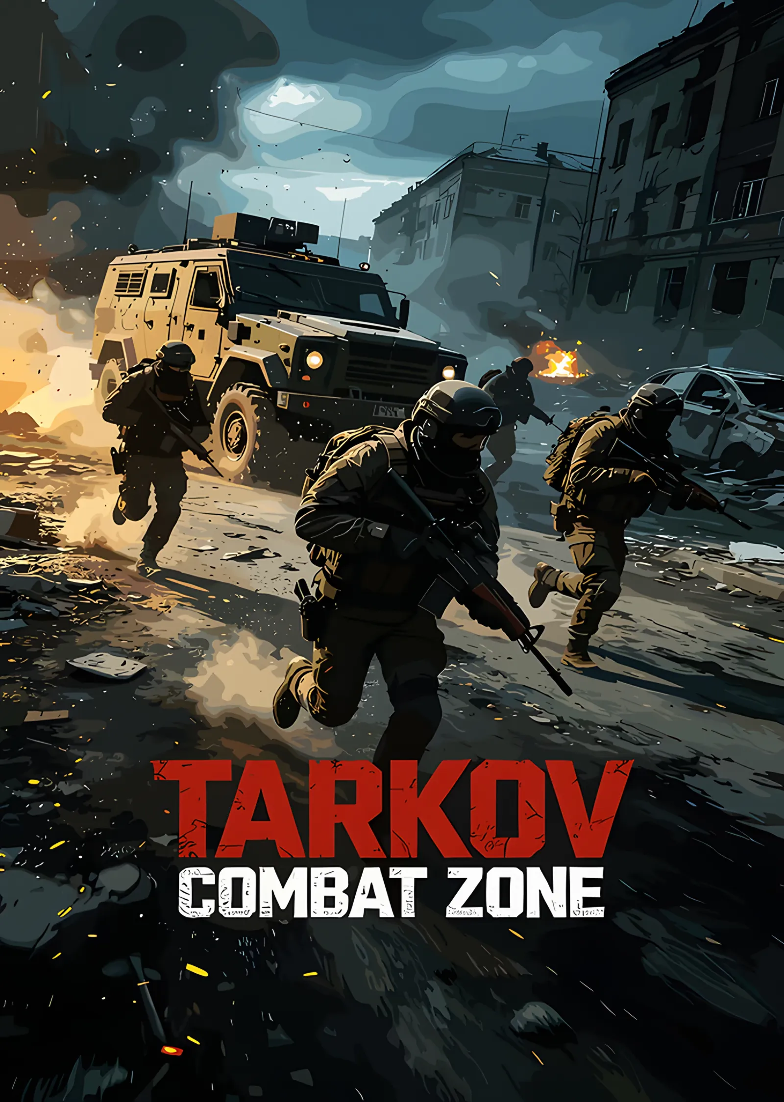Tarkov Combat Zone: Zırhlı Araç Yanında Ekip metal tablo