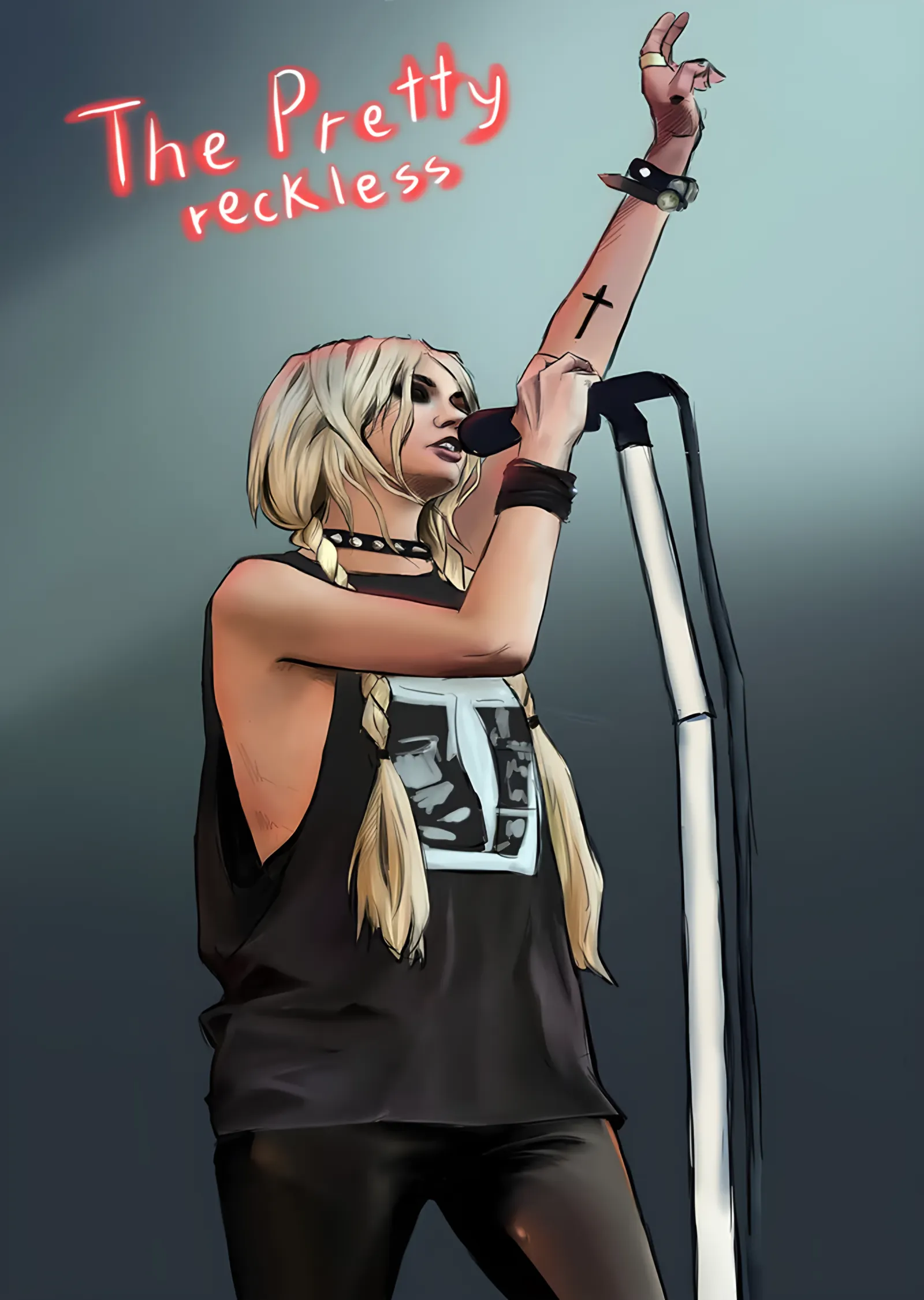 Taylor Momsen - Mikrofon Başında İllüstrasyon metal tablo