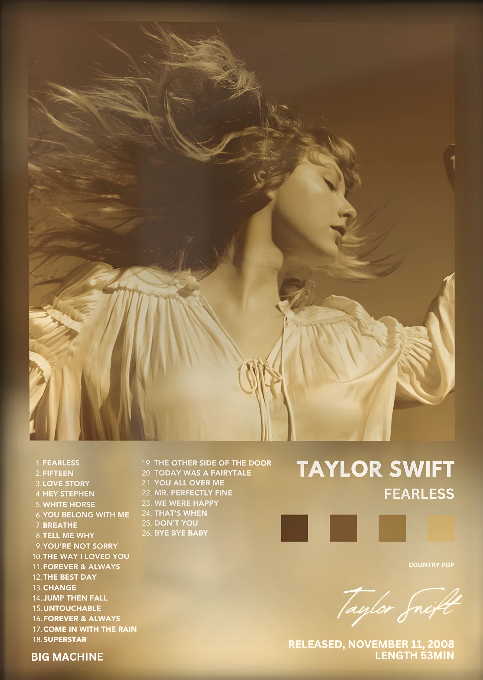 Taylor Swift: Fearless metal tablo