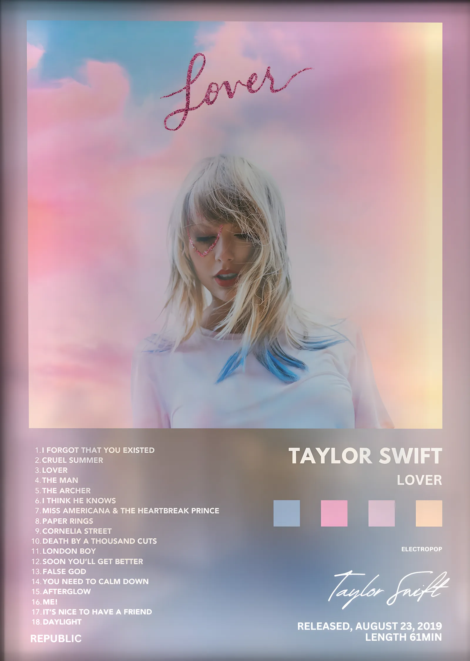 Taylor Swift: Lover metal tablo