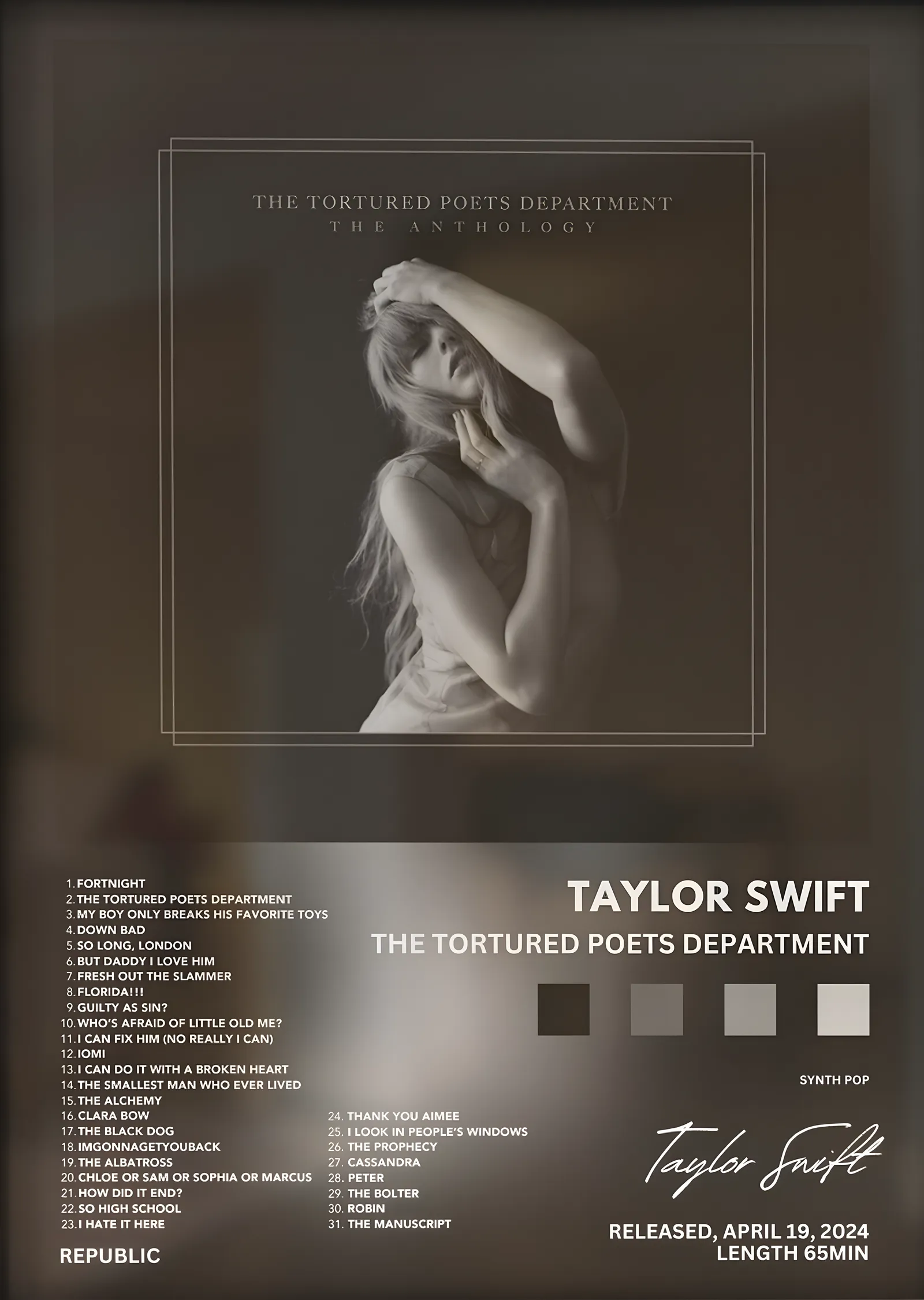 Taylor Swift: The Tortured Poets Department metal tablo
