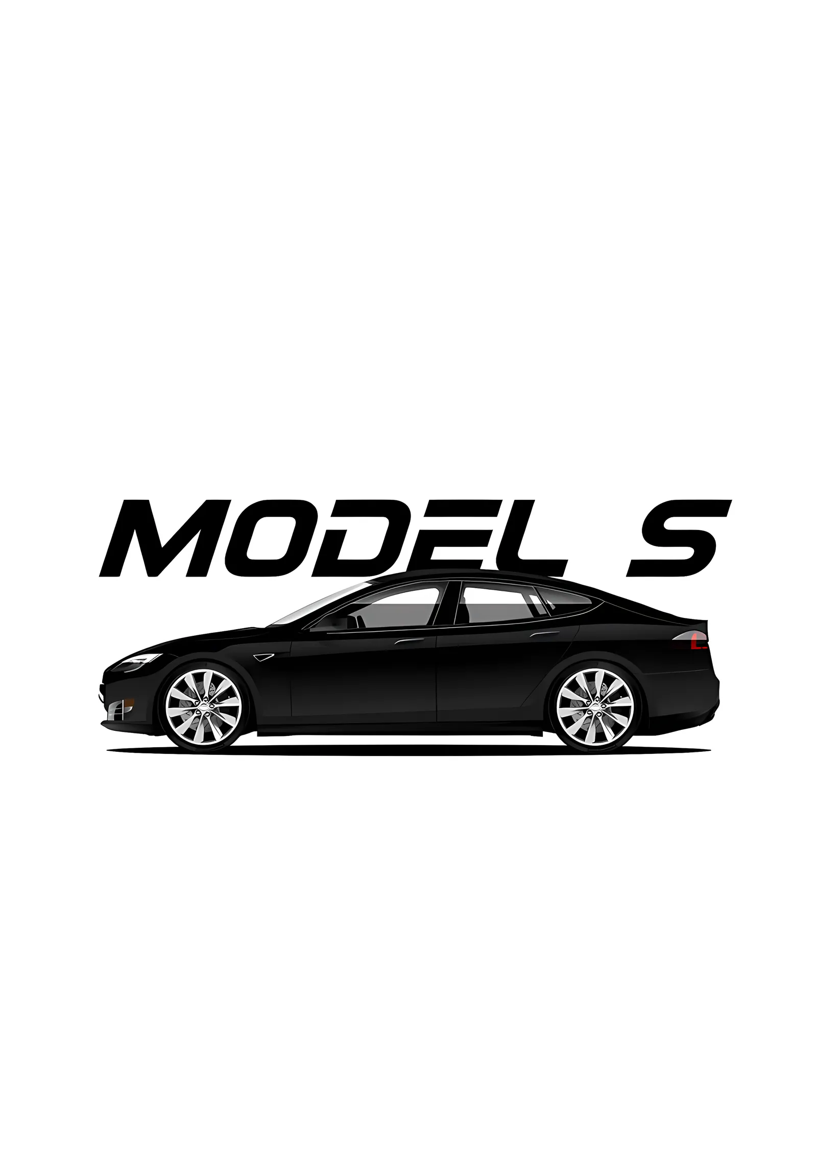 Tesla Model S: Beyaz Zemin Silueti metal tablo