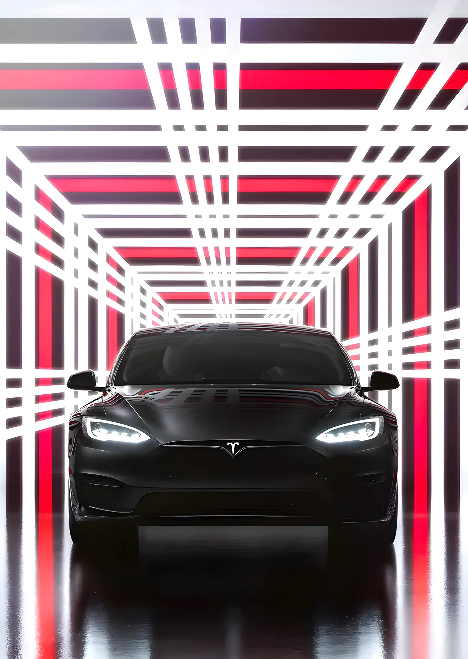 Tesla Model S: Neon Tünel metal tablo