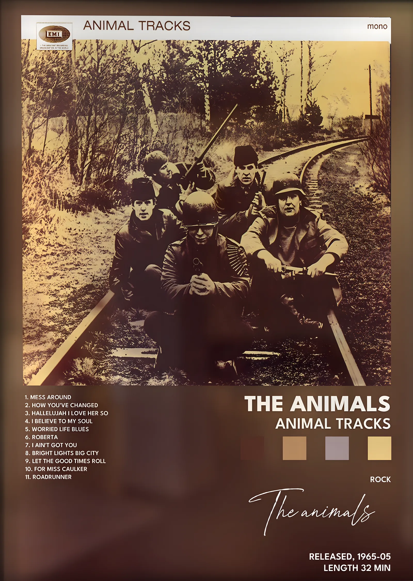 The Animals: Animal Tracks metal tablo