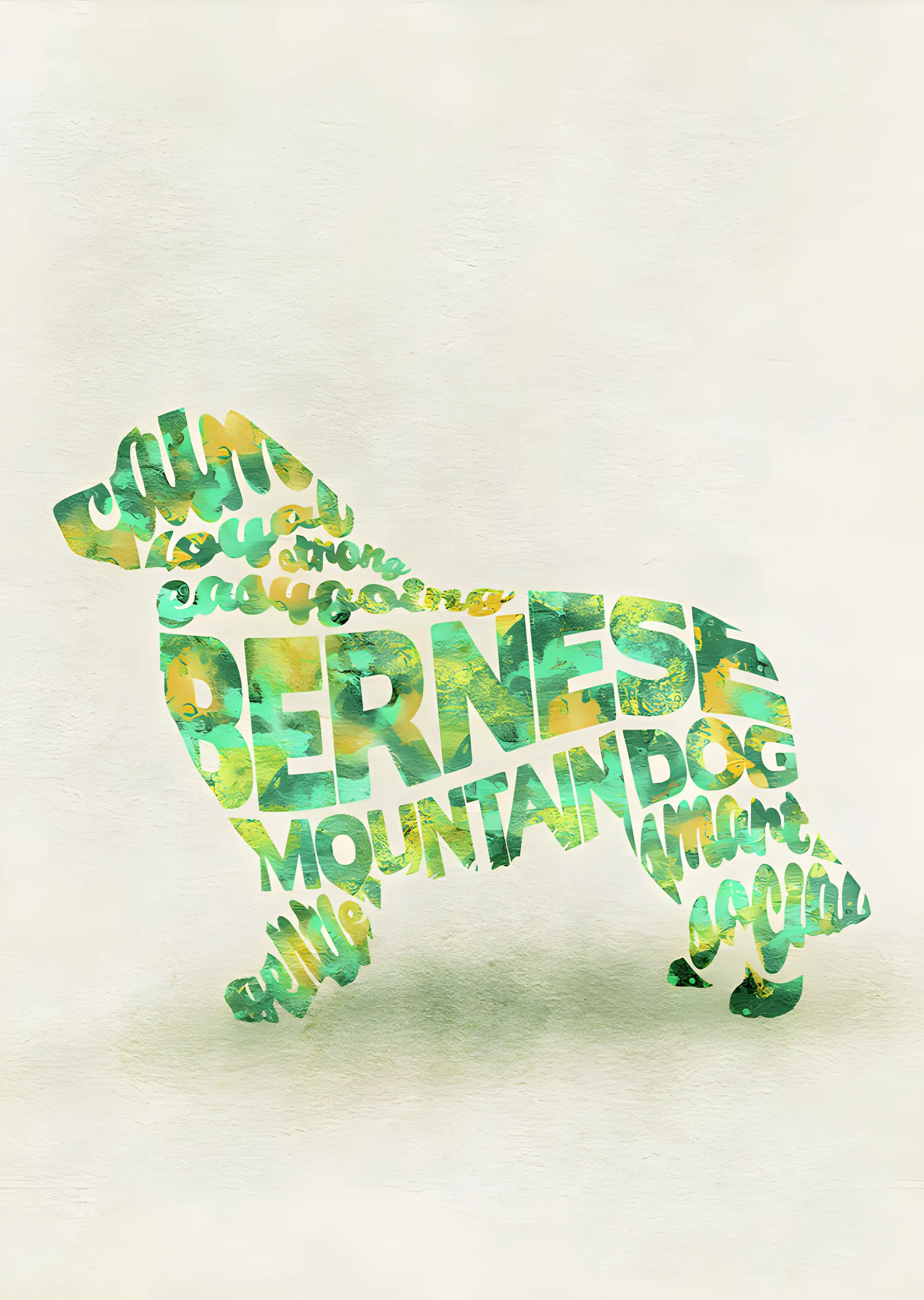 Bernese Mountain Dog - Tipografi metal tablo