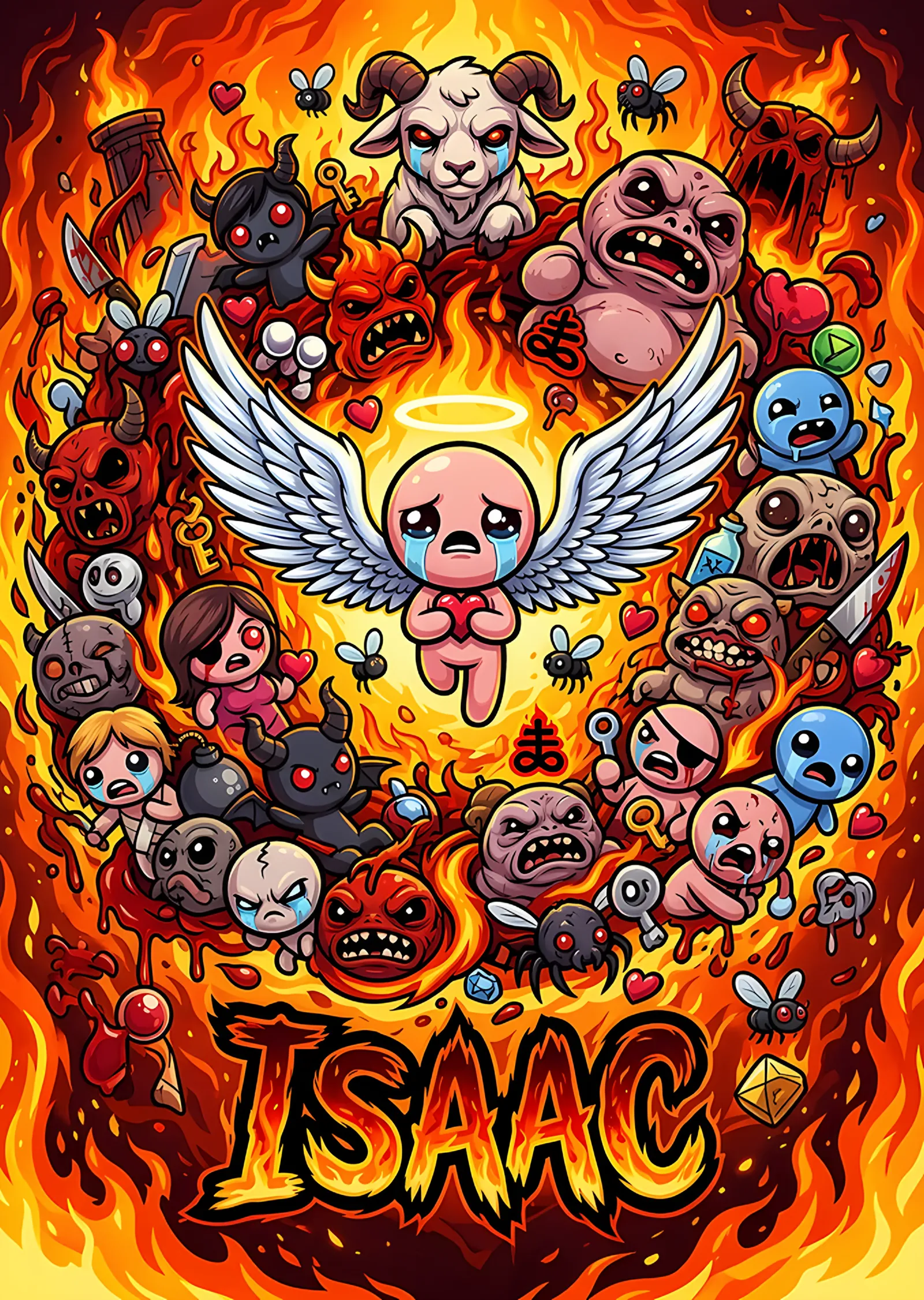 The Binding of Isaac: Alev Çemberinde Isaac metal tablo
