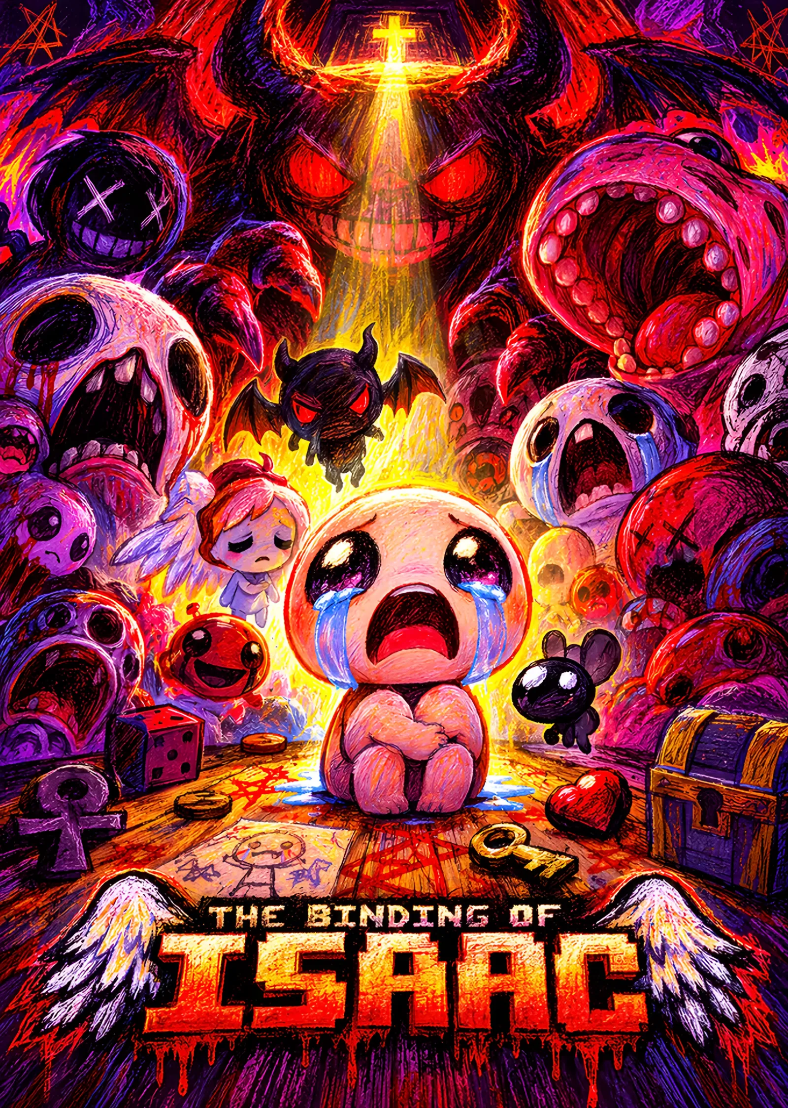 The Binding of Isaac: Işık Sütununda Ağlayan Isaac metal tablo