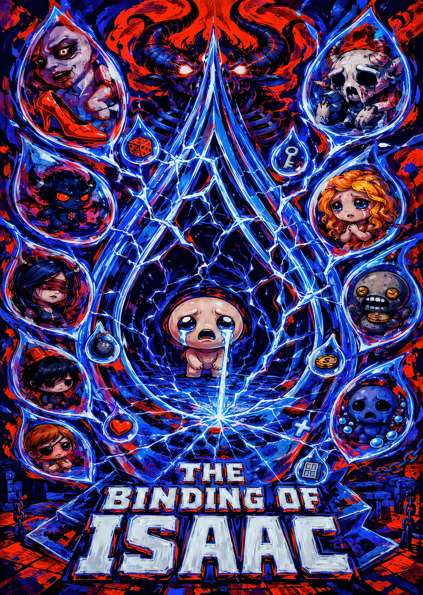 The Binding of Isaac: Mavi Işınlı Simetri metal tablo