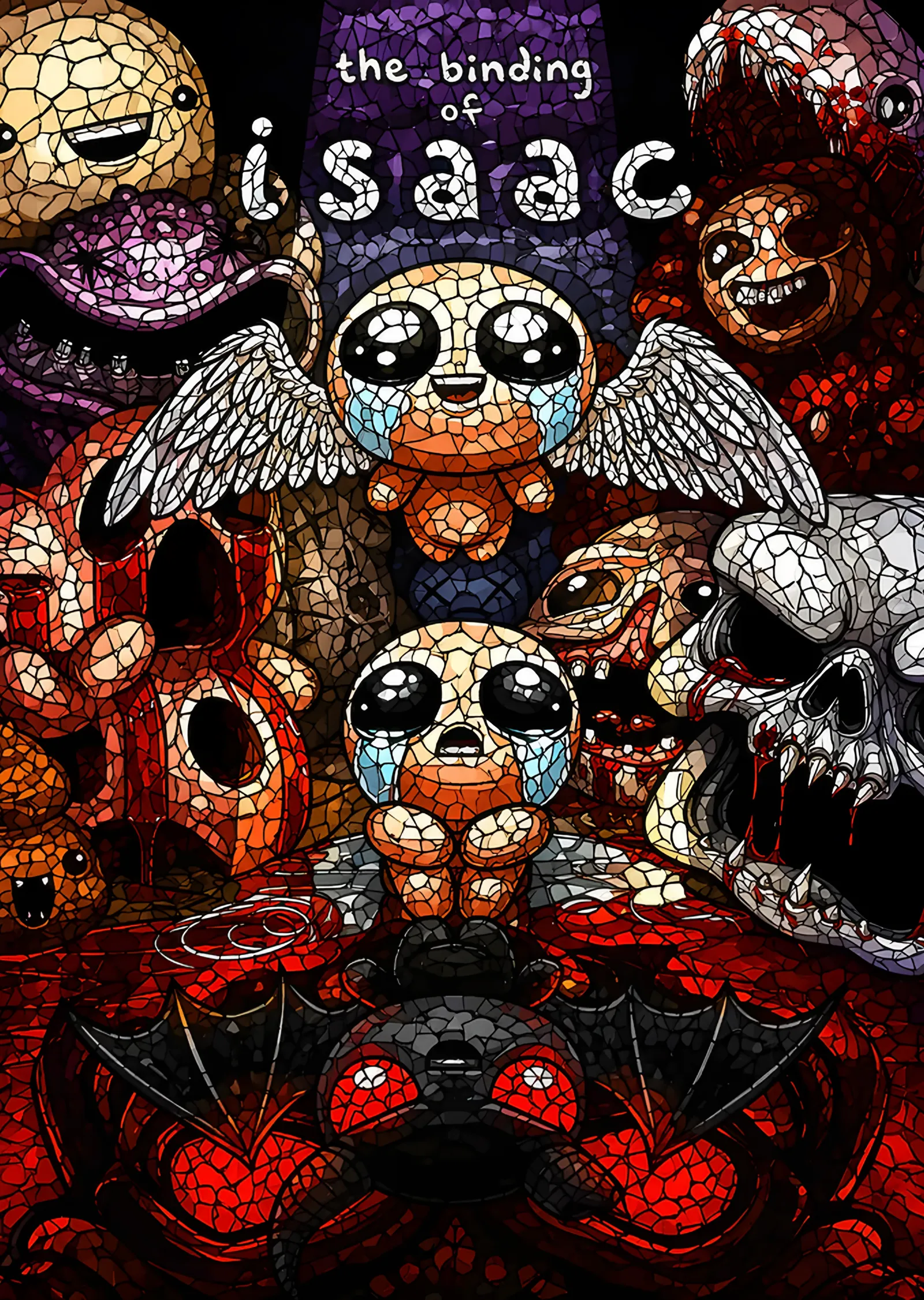 The Binding of Isaac: Vitrayda Kanatlı Isaac metal tablo