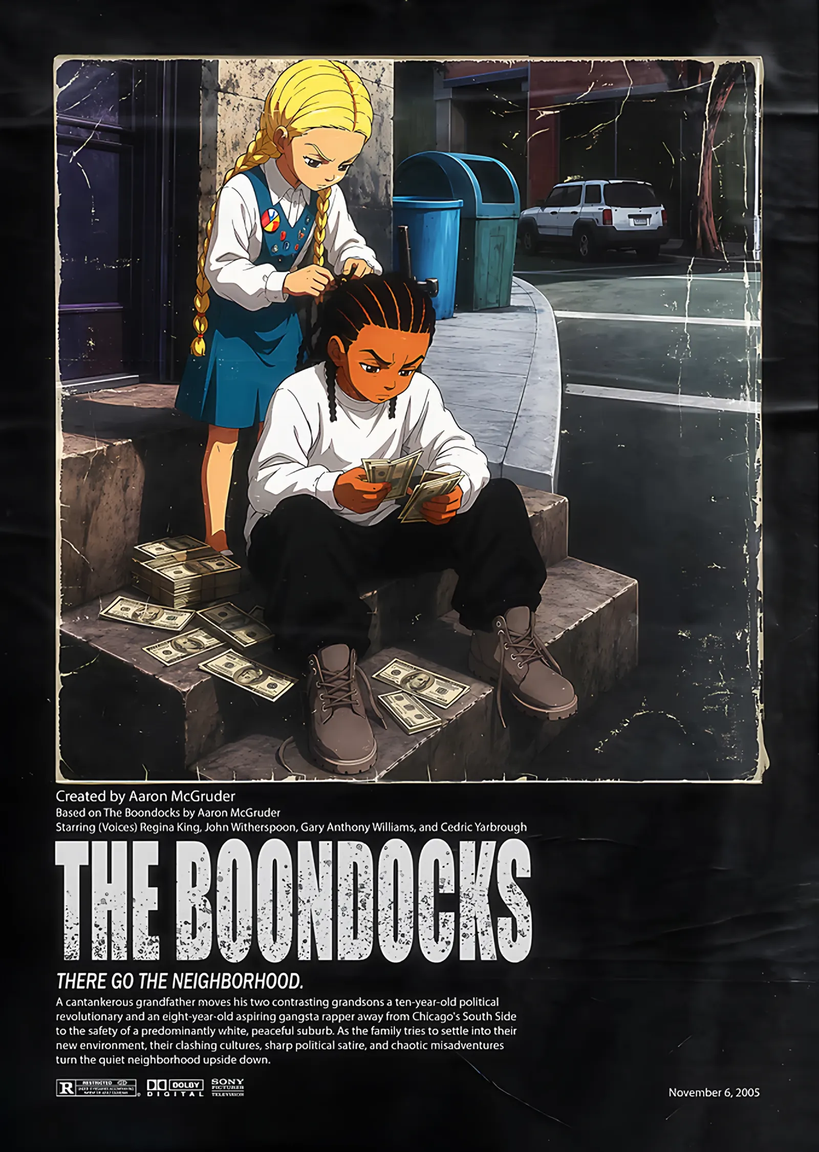 The Boondocks: Sokak Basamağında Kardeşler metal tablo
