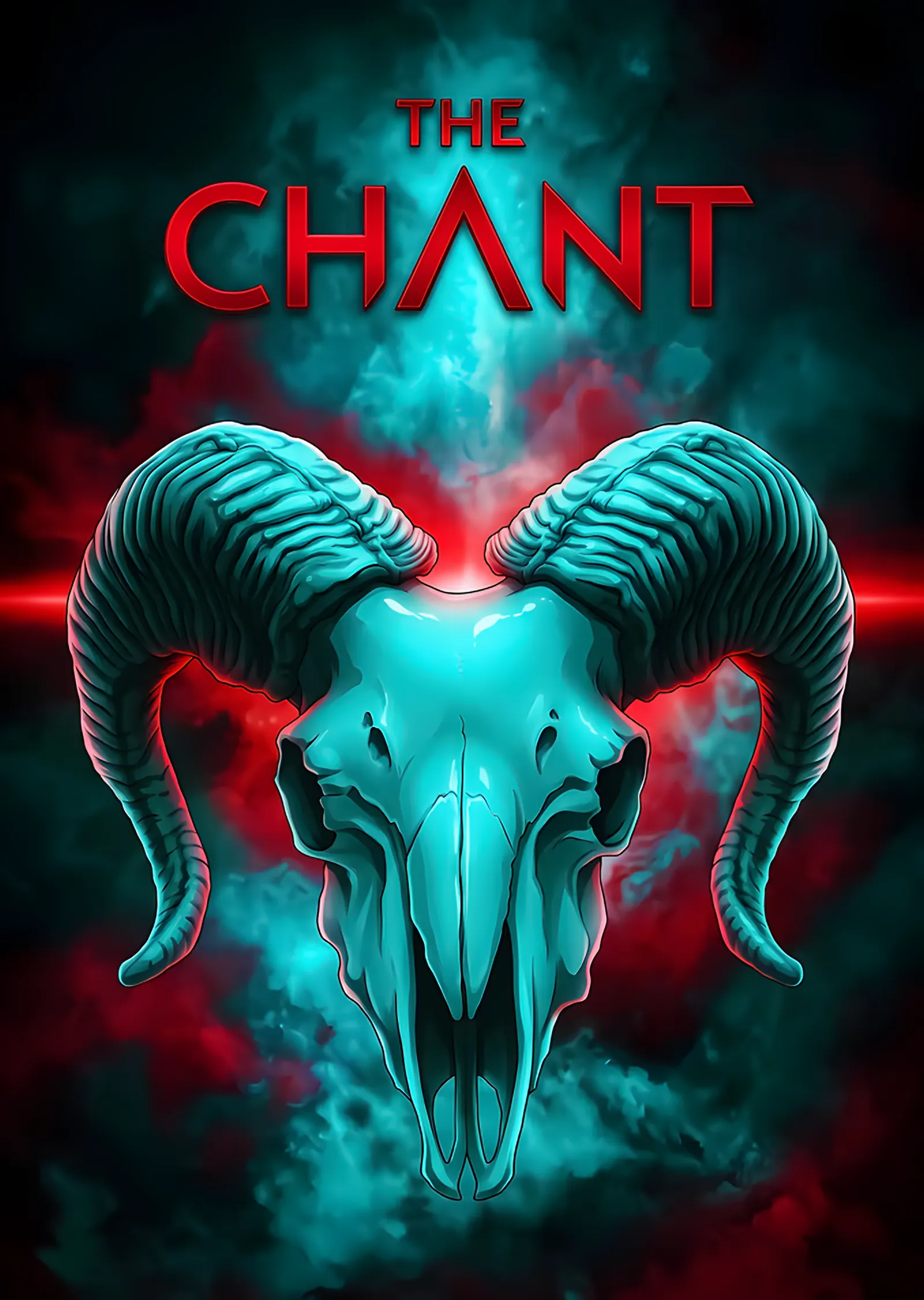 The Chant: Turkuaz Işıkta Koç Kafatası metal tablo