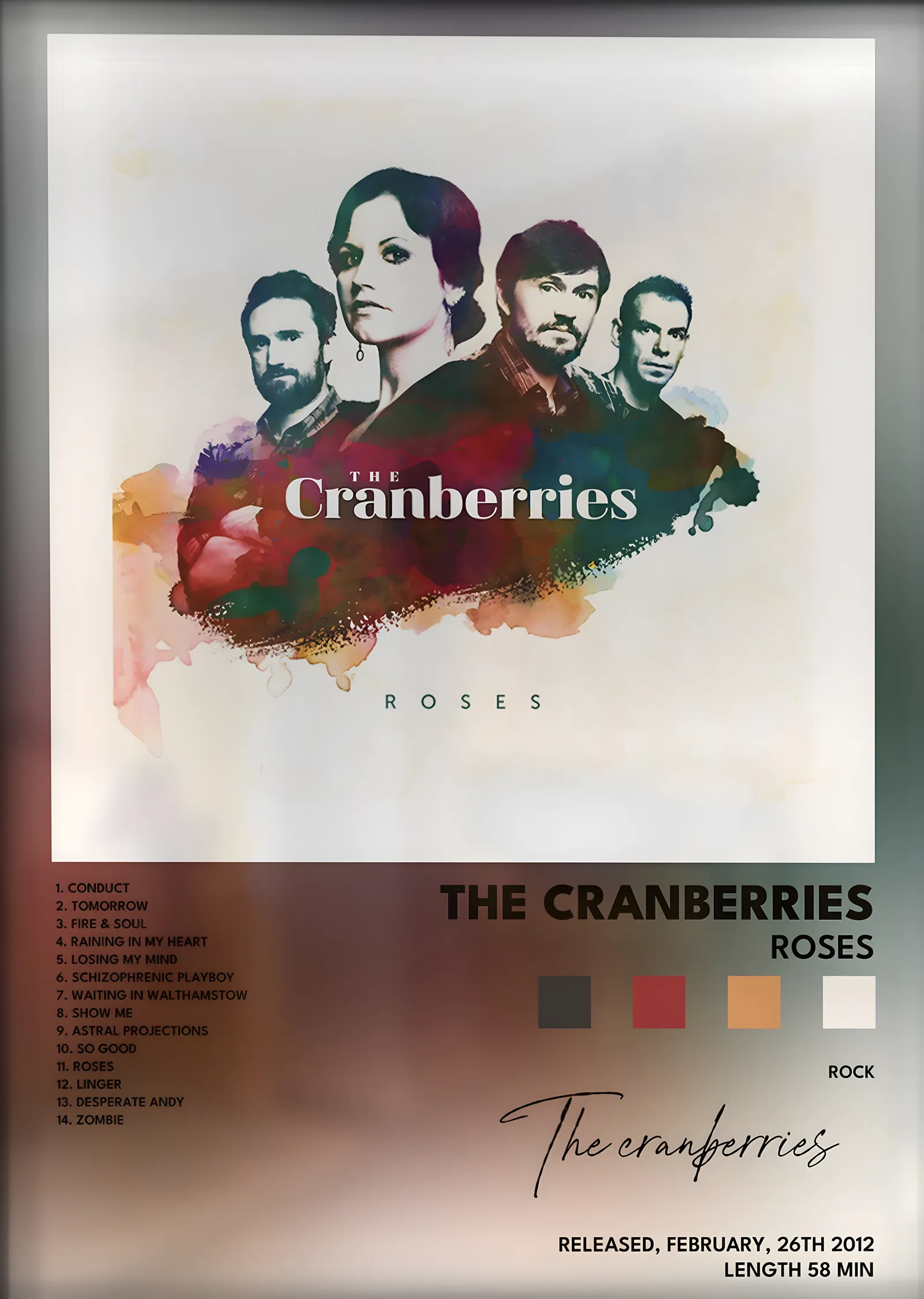 The Cranberries: Roses metal tablo
