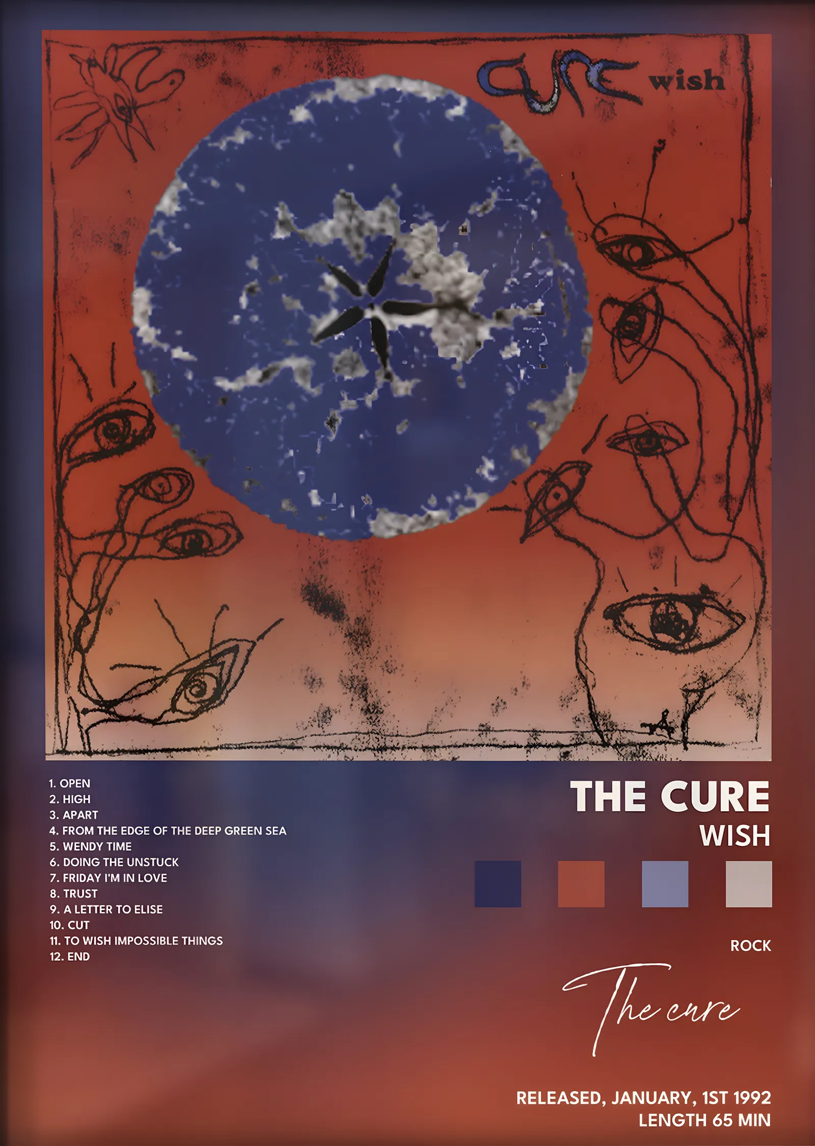 The Cure: Wish metal tablo