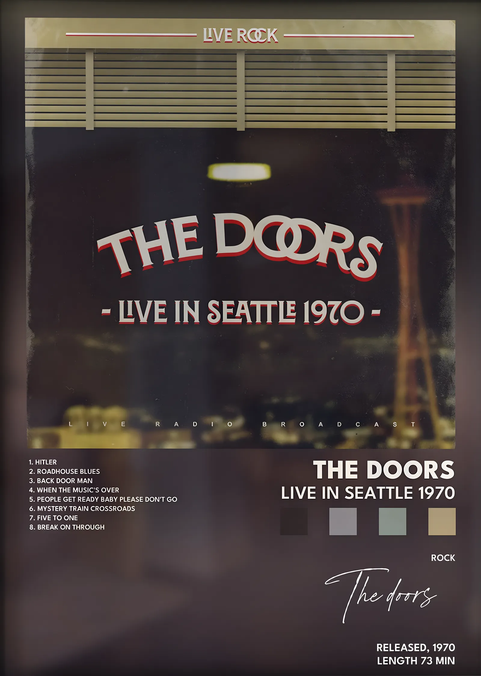 The Doors: Live in Seattle 1970 metal tablo