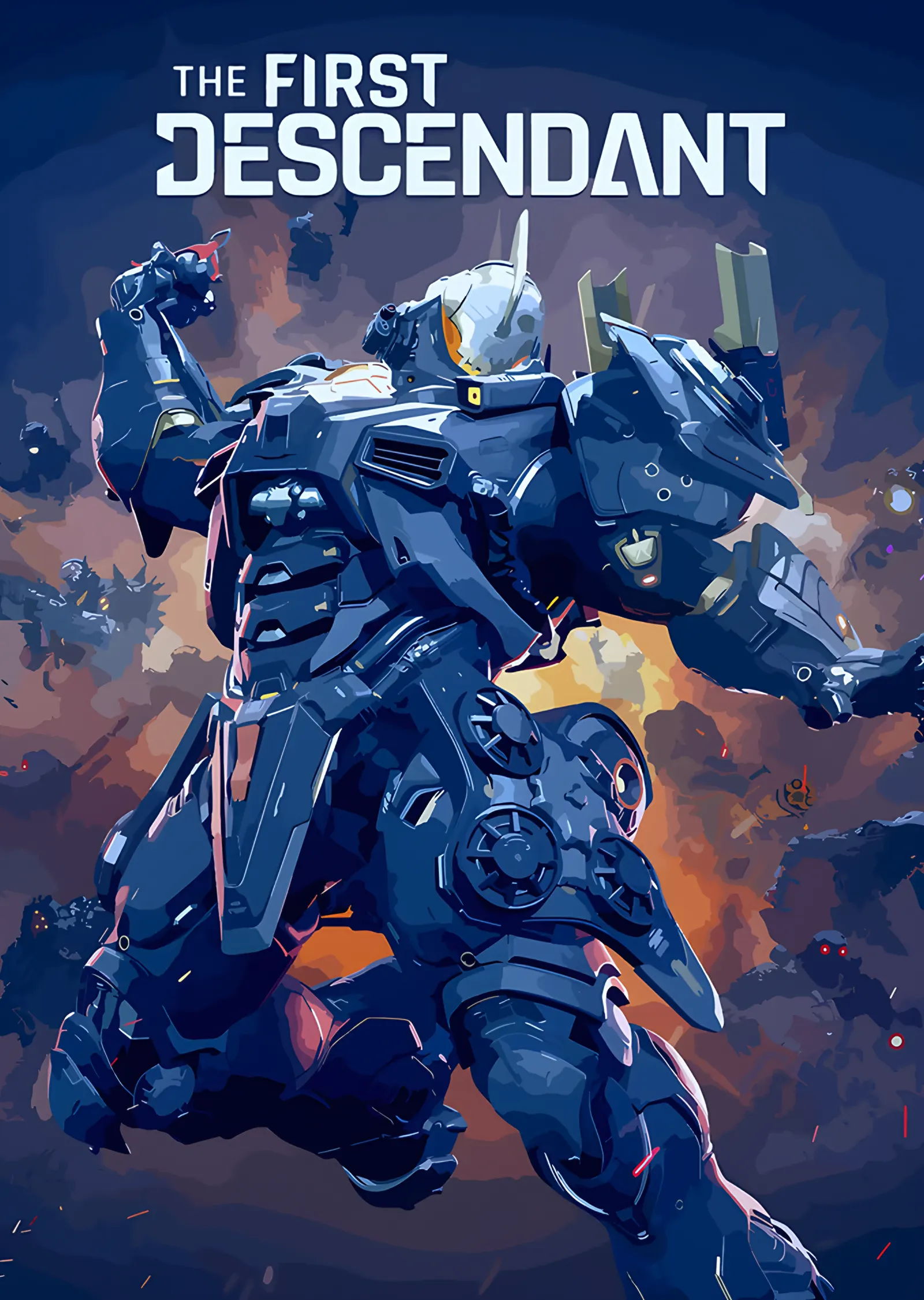 The First Descendant: Mavi Zırhlı Dev Mech metal tablo