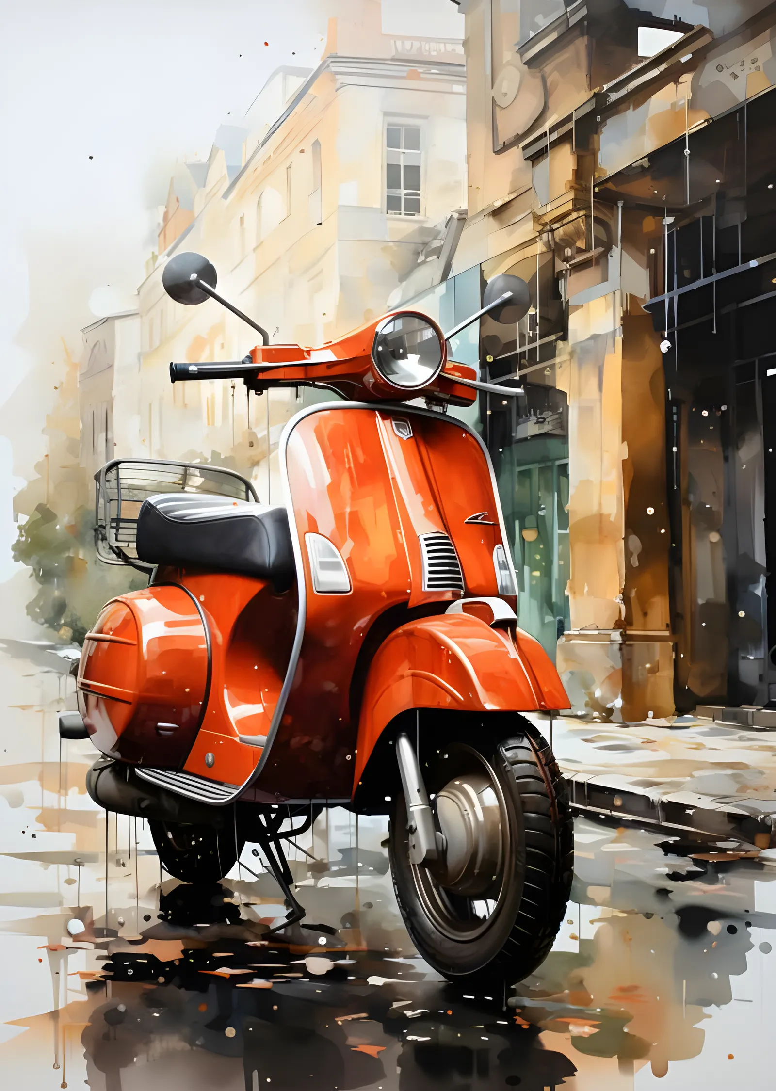 Lambretta - Suluboya Sokak Sahnesi metal tablo