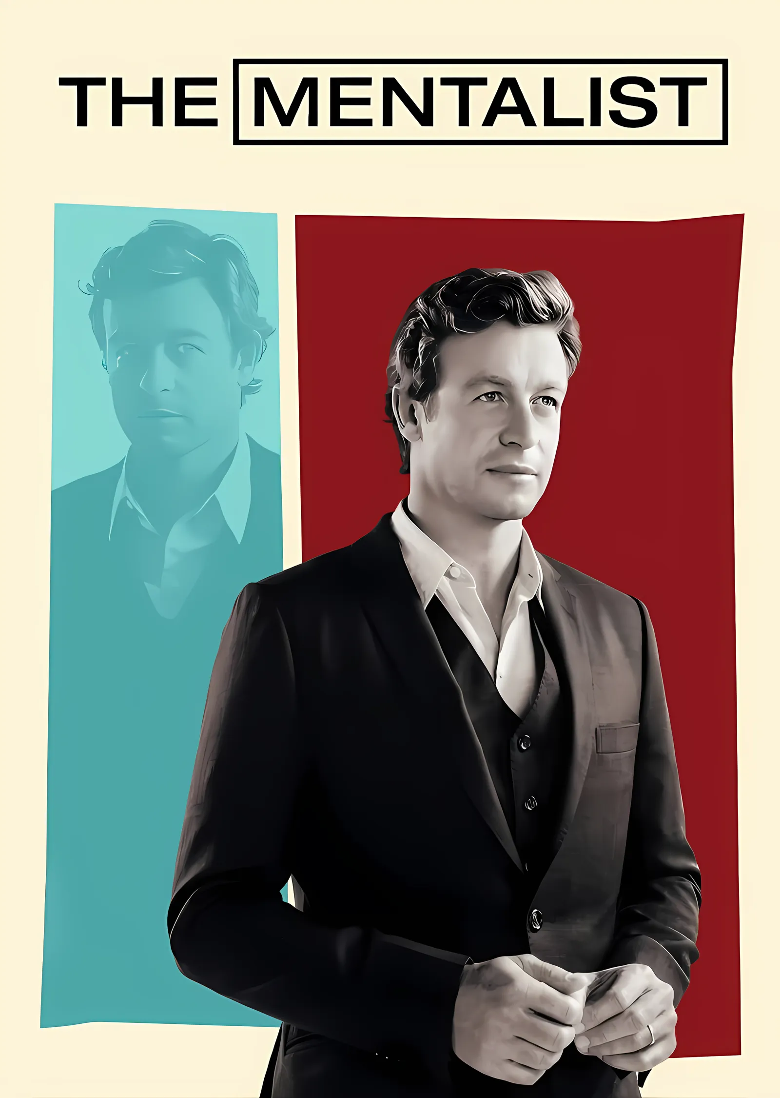The Mentalist: Turkuaz Kırmızı Panel metal tablo